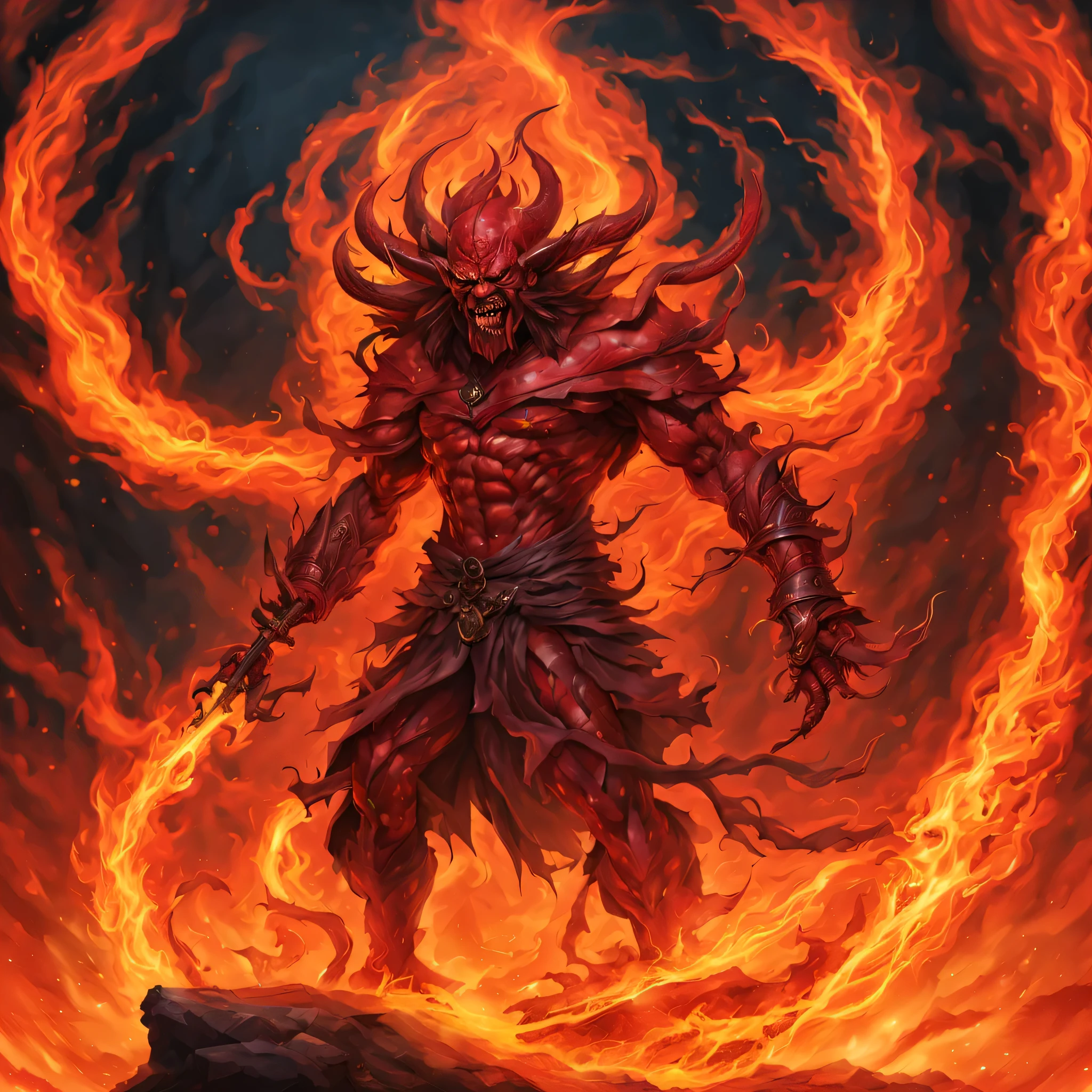 (masterpiece, highest quality:1.2), fire demon, alone