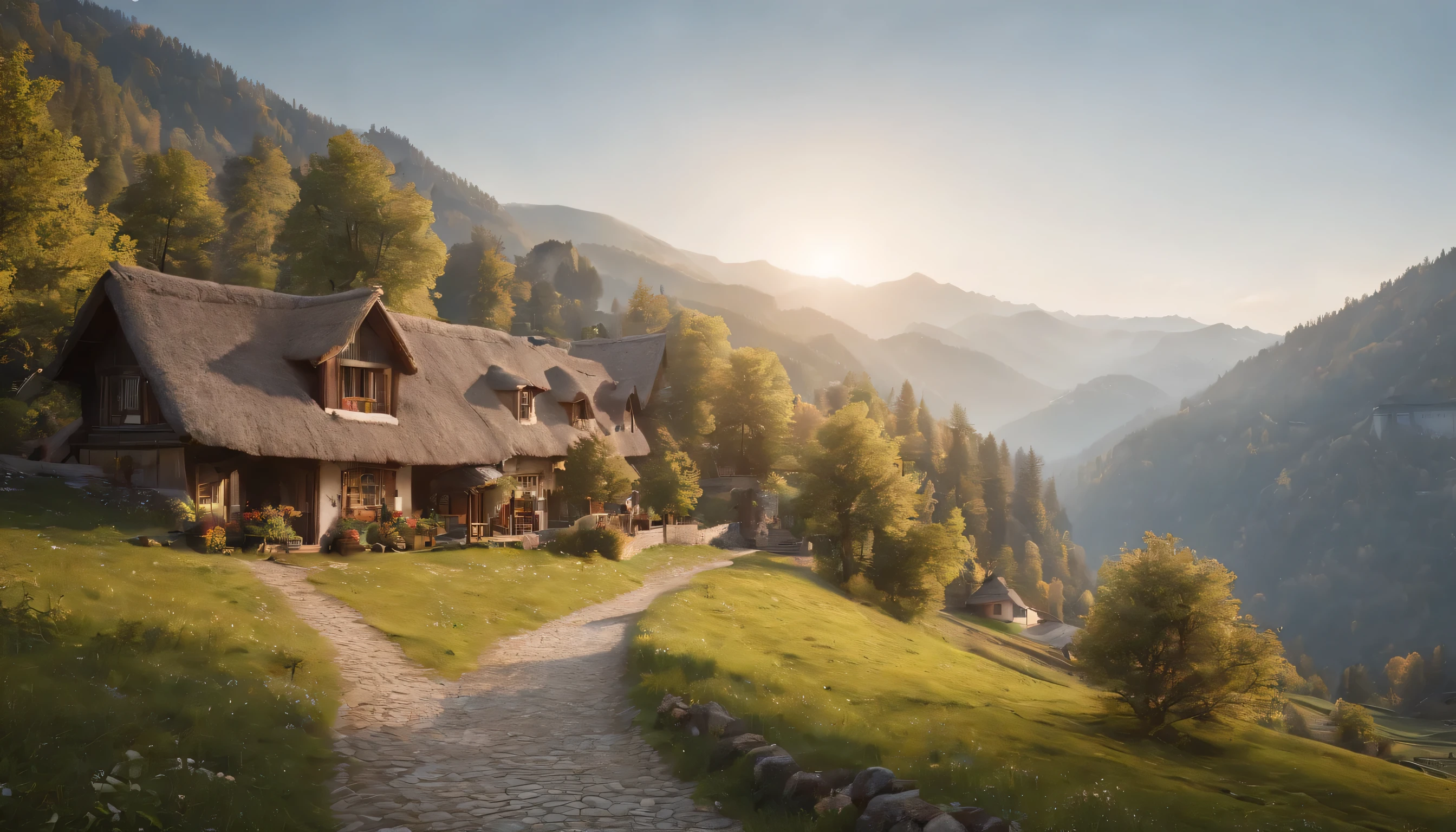 (Highly detailed CG Unity 8K wallpaper、masterpiece、highest quality、Super detailed)、(best lighting、best shadow、very delicate and beautiful)、highest quality、8K、Detailed facial depiction、masterpiece、highest quality、clear image quality、Cute houses lining the alleys of a small snow-covered village々々landscape photography