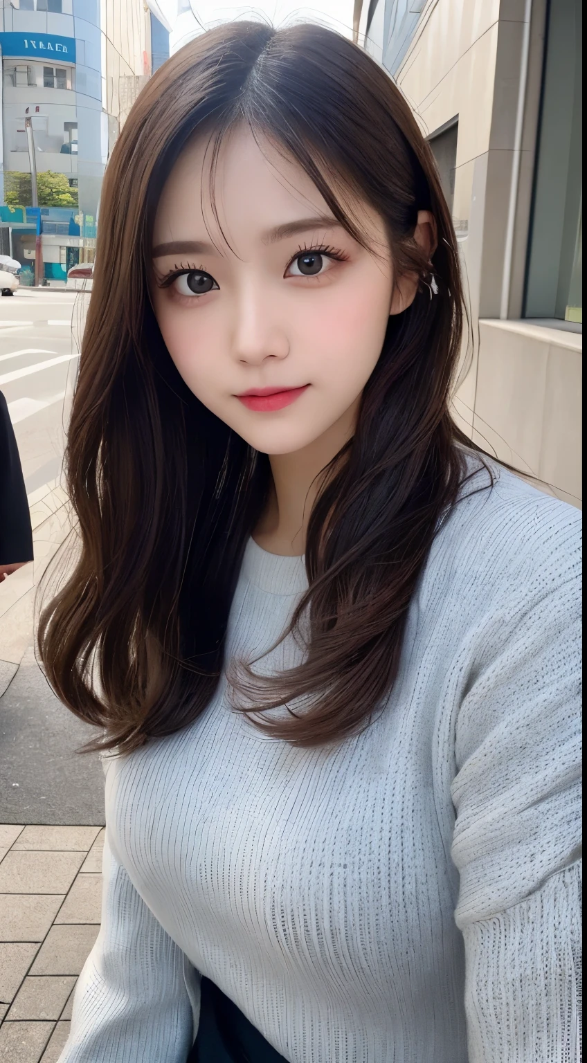 table top, highest quality, shape, Super detailed, finely, High resolution, 8k wallpaper, 完璧なダイナミックな構shape, beautiful and detailed eyes, Gorgeous and stylish black fluffy latest trend Tokyo winter clothes,ランダムなcute髪,small breasts,natural color lip, bold sexy pose,smile、20 year old girl、cute、sexy shot looking at camera,Always blur the background,perfect and beautiful face,Take only the face,beautiful and detailed face、slim face and style,Big eyes、Do gal makeup,real photos