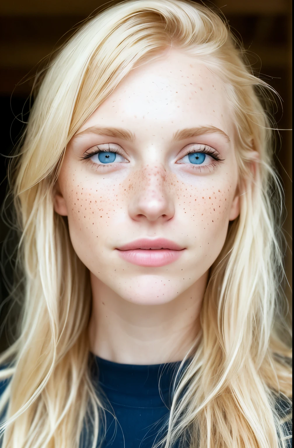 a close up of a blond woman with freckles on her face, light freckles, woman with freckles, freckled pale skin, soft freckles, light cute freckles, elegant freckles, hint of freckles, freckled face, beautiful fine face features, very light freckles, freckled, sparse freckles, white freckles, freckles, finely detailed perfect face, cute freckles, freckle, beautiful blond woman, blond hair