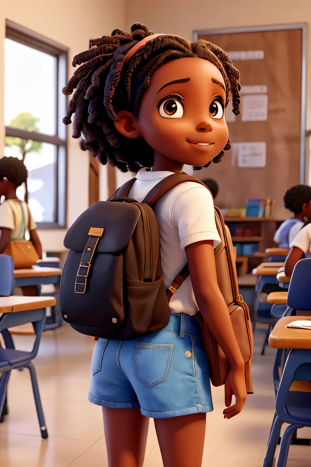 africa, america, young girl, back, pack, school, happy
