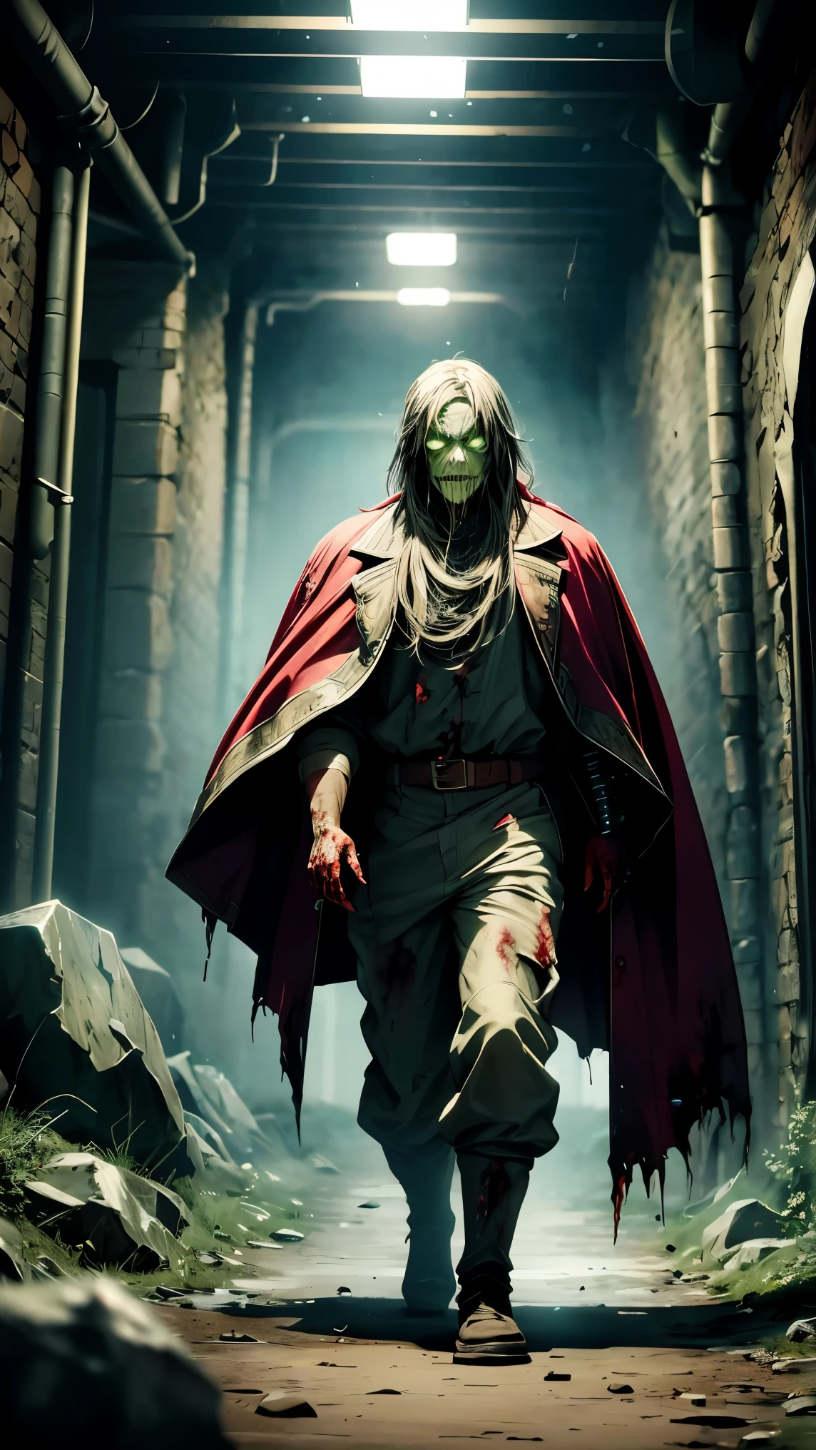 (8K, RAW photo, 最high quality, masterpiece:1.2), High-definition RAW color photo, Professional photo shoot, cinematic light, RPG design, dark fantasy graphics, Humanoid monsters, (((zombie))), ((full body shot)), (eerie figure), undead monster, ((A dead person is resurrected by magic)), fantasy art, ((Underground dungeon background, Stone dungeons, labyrinth)), dim lighting, film grain, background bokeh, high quality, surreal, ((very detailed, photo shoot)),