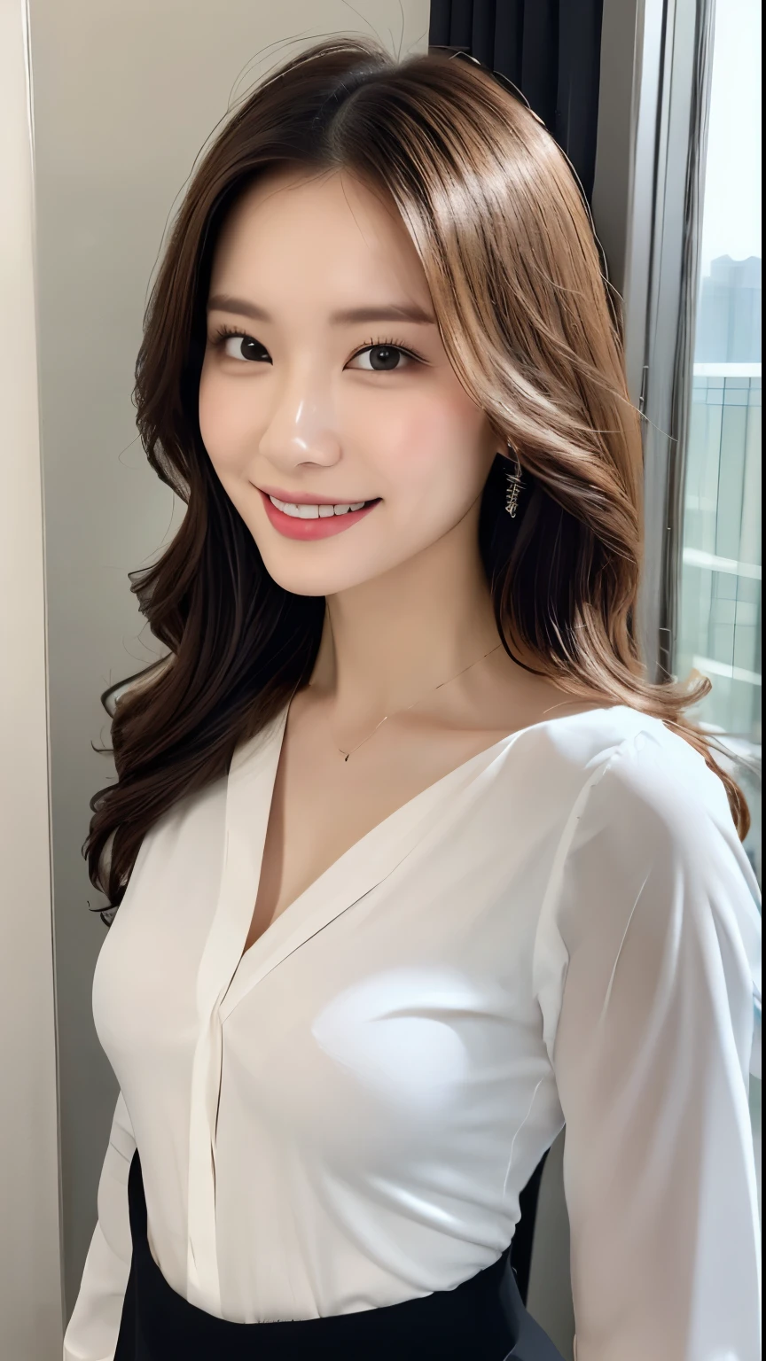 ((Best Quality, 8K, Masterpiece: 1.3)), 1 Girl, Slim Abs Beauty: 1.3, (Hairstyle Brown Hair Shortcut, Big: 1.2), Dress: 1.1, Super Slender Face, Delicate Eyes, Double Eyelids, Smile, Home, Raw Photo