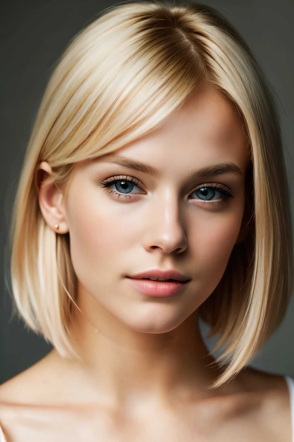 highest quality, photorealistic, masterpiece, 8K, 1 girl, pose for a photo, digital art, blonde goddess, beautiful blonde girl, bob hair, gorgeous woman, sexy girl, sexy looking at camera