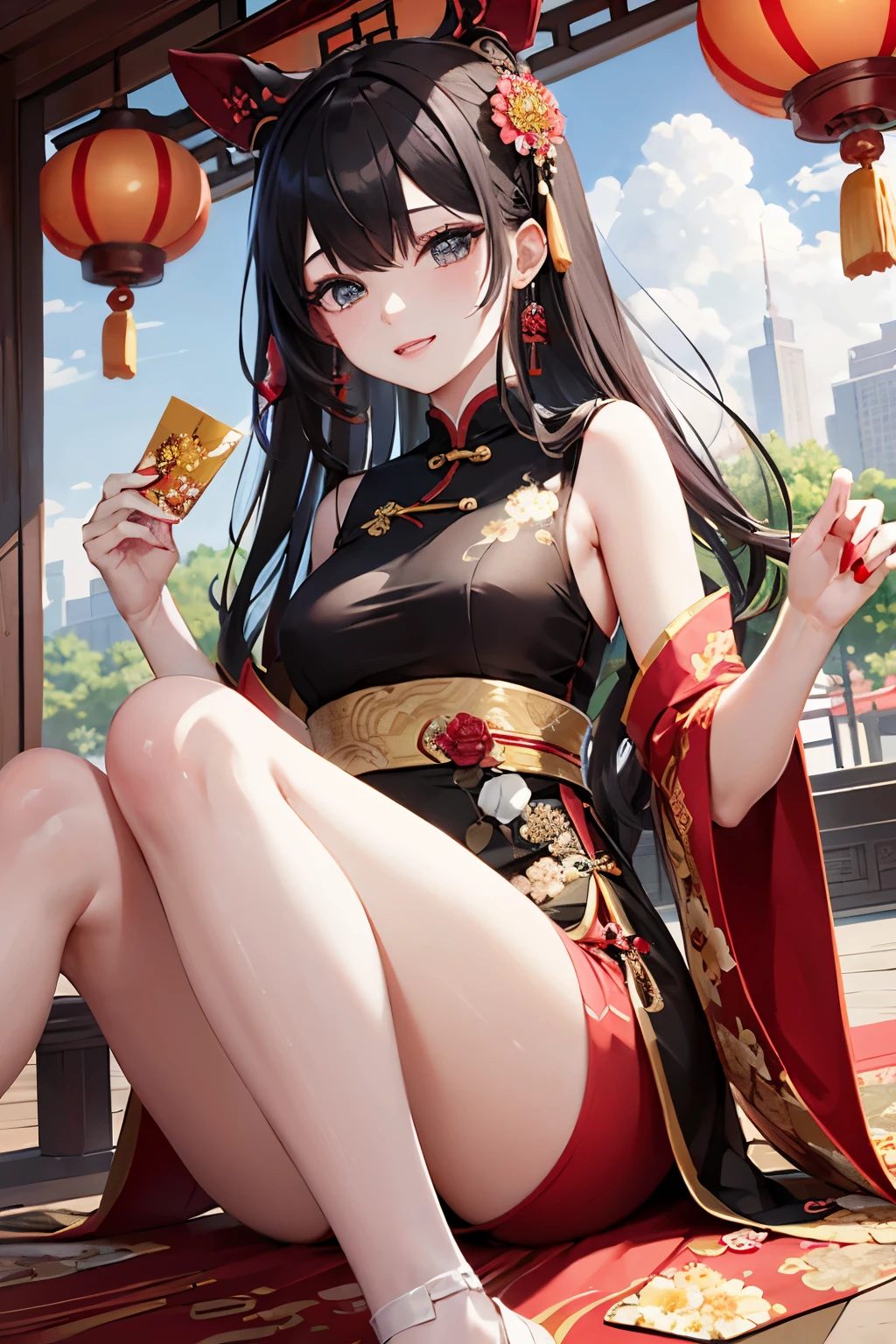 Chinese style,new year,A beautyful girl,jubilation