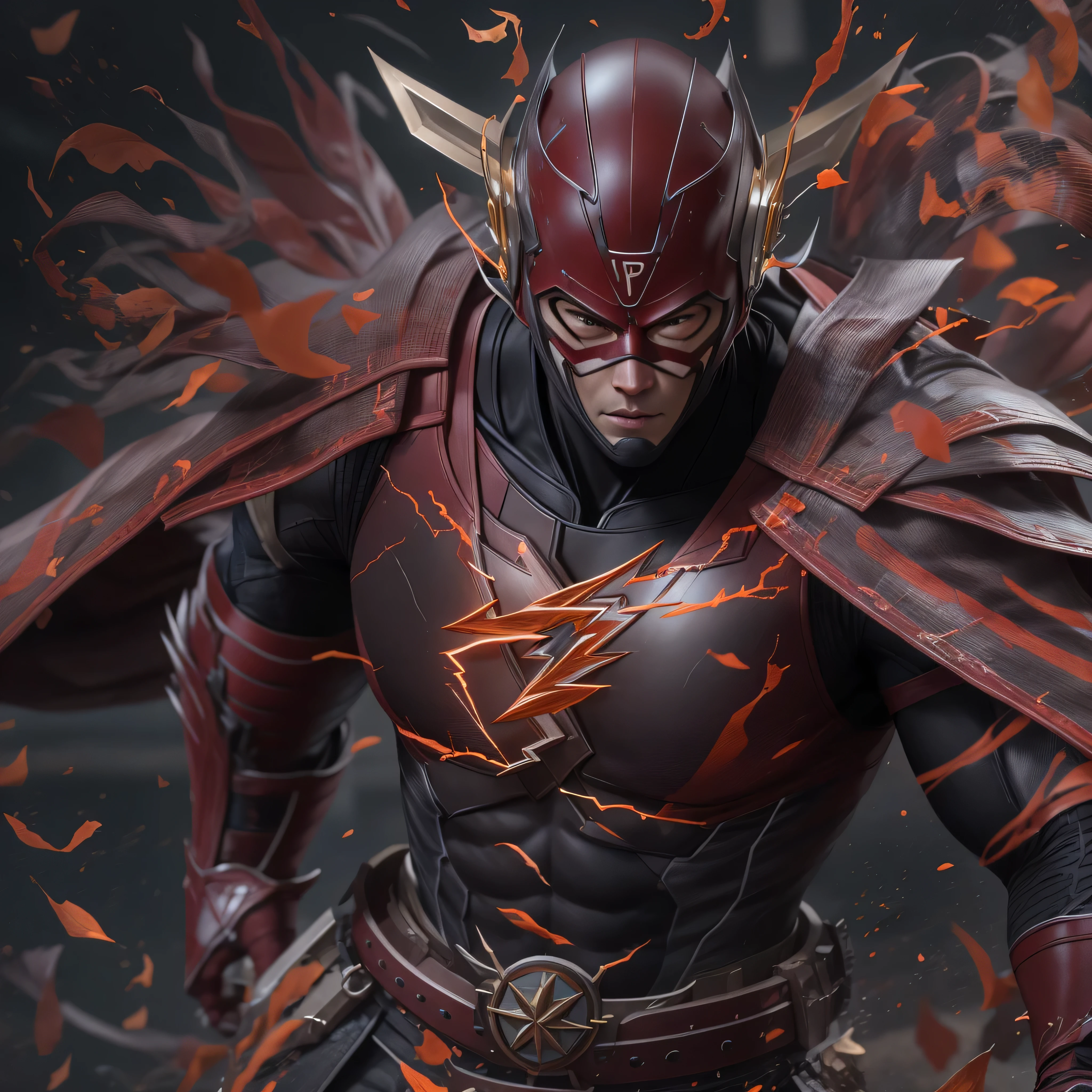 DC comics Samurai Flash, photo-realistic, octane render, unreal engine, ultra-realistic