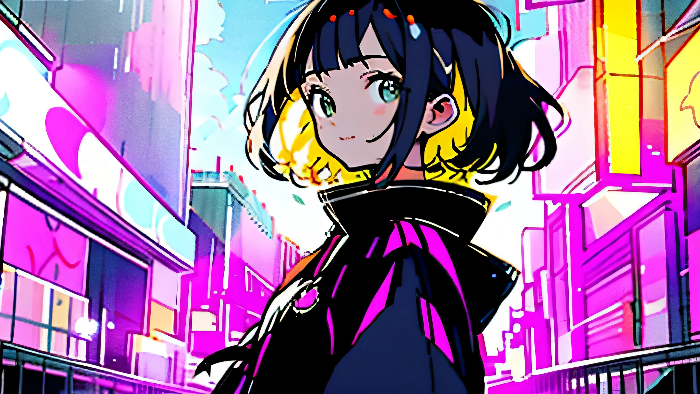 High Quality Masterpiece,City Pop, sailor suit, 1 girl, no background, Look at another one, whole body, vector illustrations, light smile, dull bangs, hair length, Lofiato , makoto shinkai'Style,