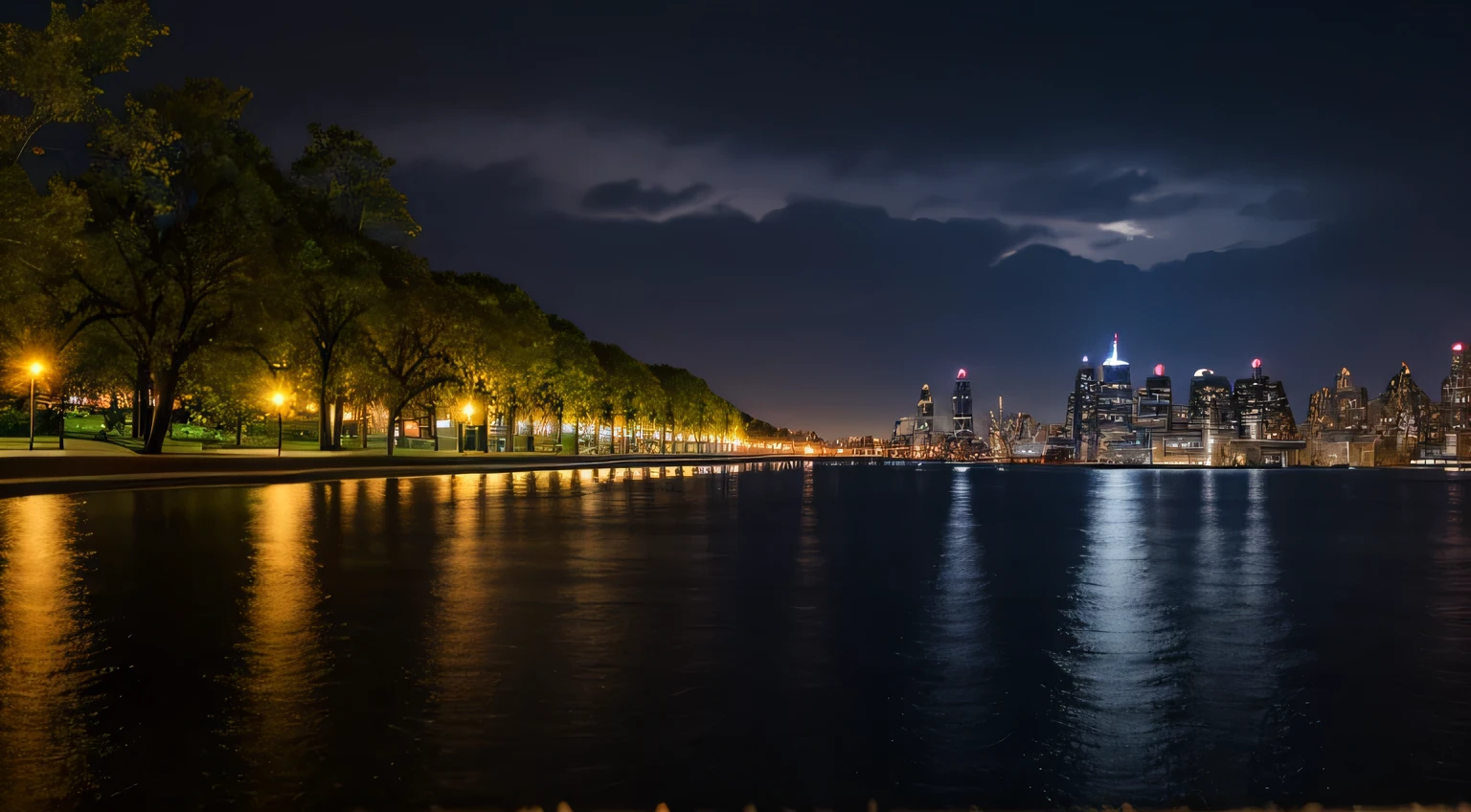 Night time, Rainy weather, New York , Skysrcapers , waterdrops on lens, 4k , High Quality, Realistic, Photographed, Cannon 4k, HDR colours,
