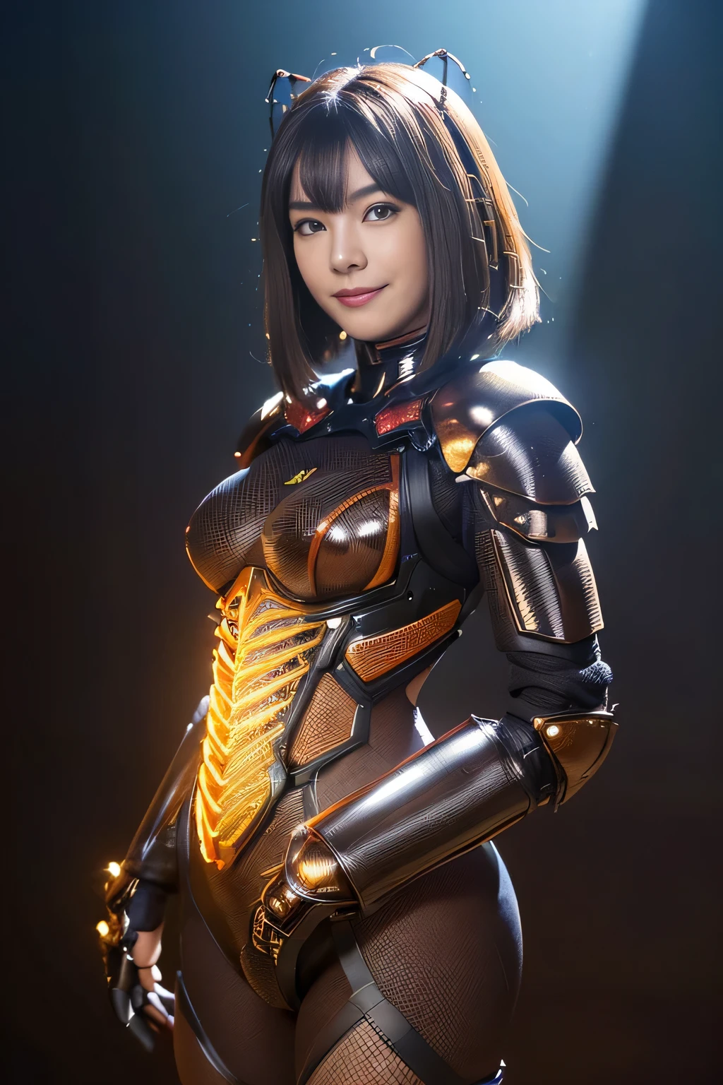 (High resolution,masterpiece,highest quality,Very detailed CG, anime, official art:1.4), realistic, photograph, amazing detail, all complicated, luster and luster,great many layers, 8k wallpaper, 3D, sketch, cute, figure,( alone:1.4), perfect female proportions,villain's daughter, (Fusion of dark brown cockroach and lady:1.4), (brown cockroach form lady:1.2), (brown cockroach woman:1.2), (Fusion:1.2), (alone:1.4), (evil smile:1.2), muscular, abs, (Cockroach brown exoskeleton bio insect suit:1.4), (Cockroach brown exoskeleton bio insect armor:1.2), (brown transparent cockroach feathers:1.4), (brown cockroach antenna:1.3),