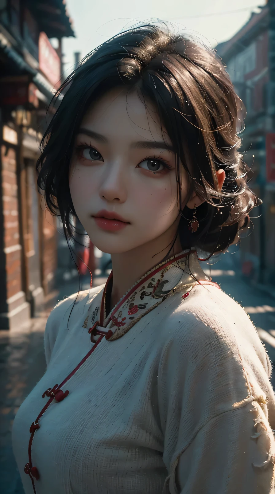 Best quality, (RAW photo: 1.2), (Masterpiece: 1.4), (Realistic: 1.4), (High resolution: 1.4), Chinese actress Guli Naza, depth of field, intricate details, 8k, very detailed, perfect lighting, epic background, student outfit