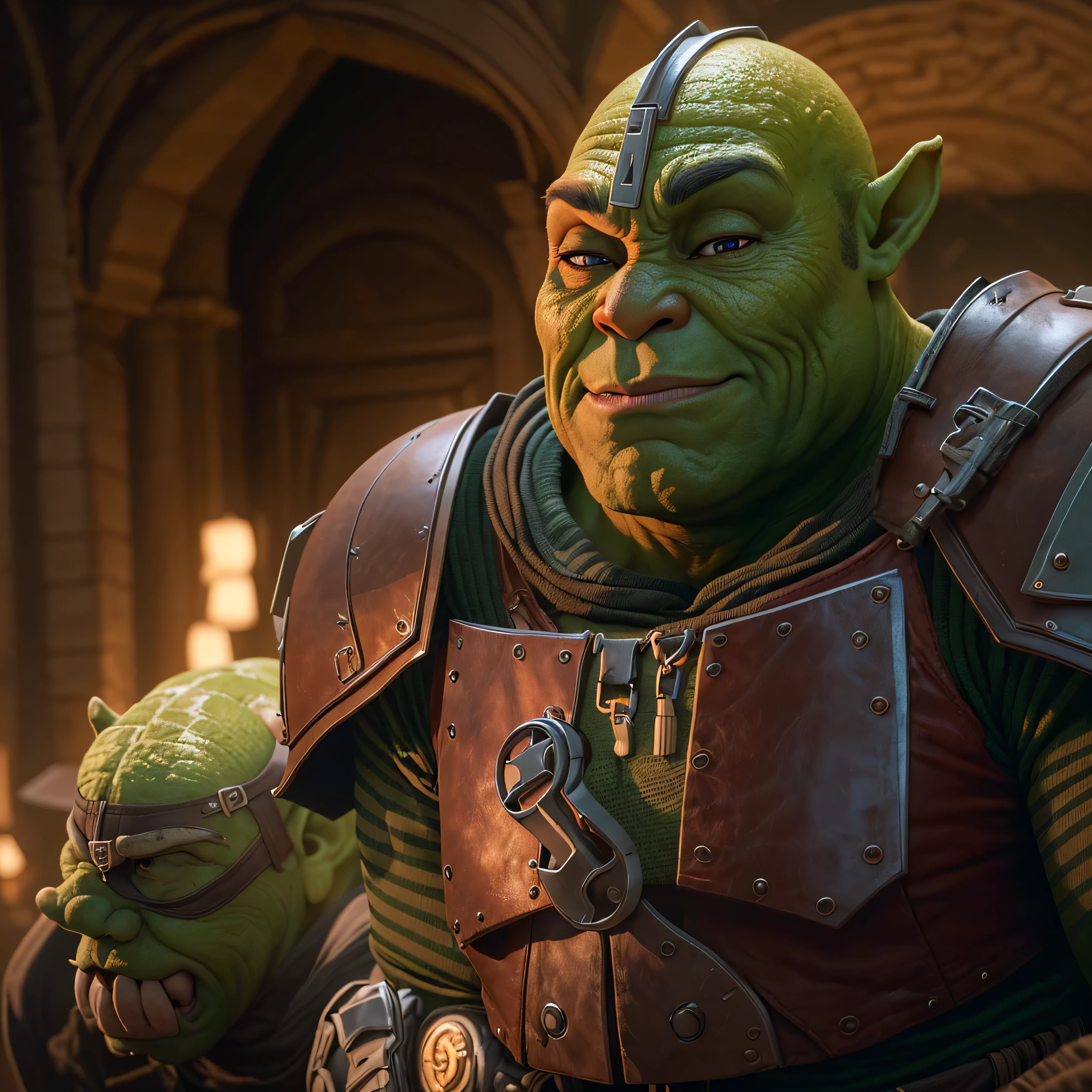 Shrek in Mandalorian armor, Shrek - The Mandalorian, Cinematic Photo, Maximum realism, CG 8k wallpapers are extremely detailed, Masterpiece, Best Quality, Ultra-detailed