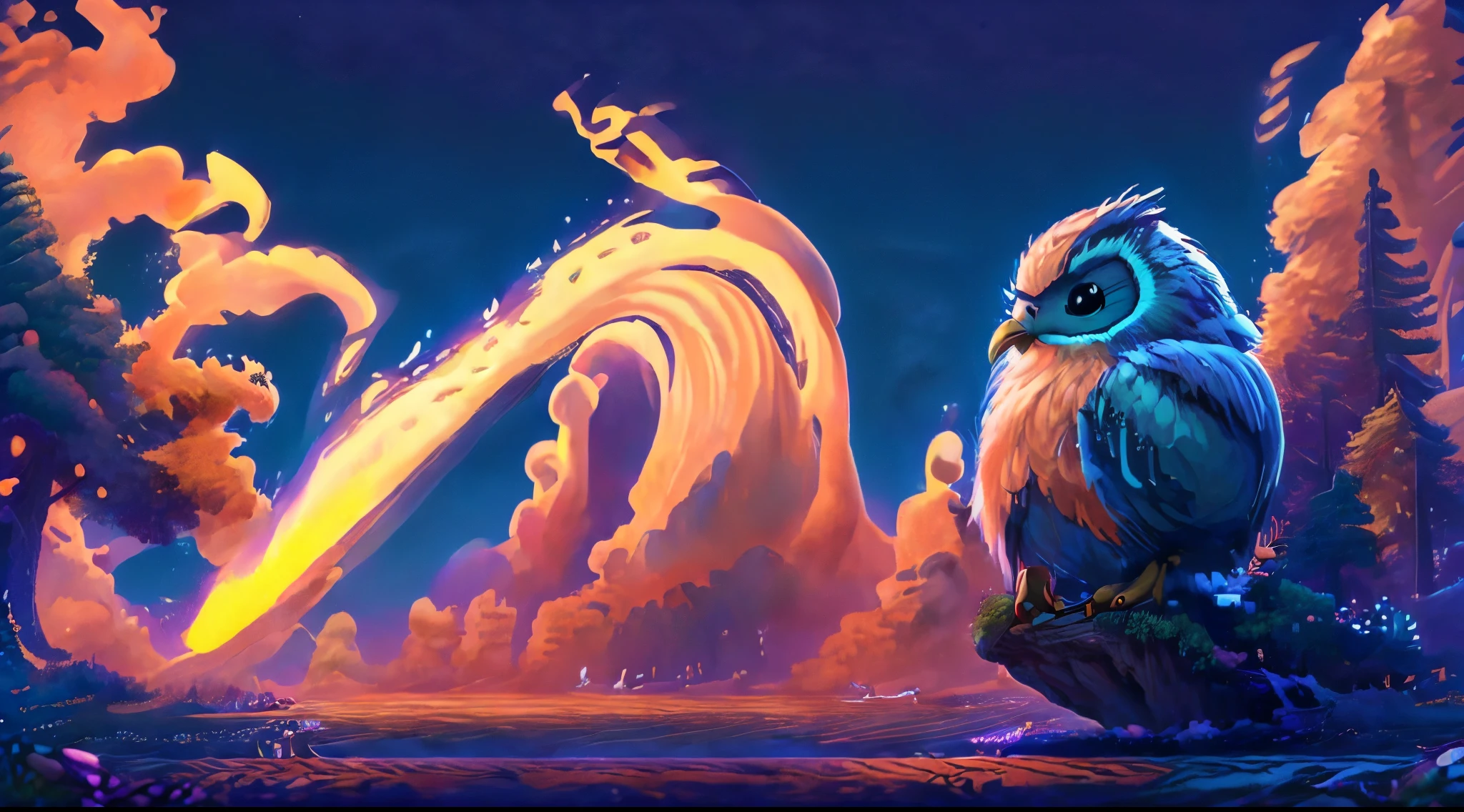 3D Art Style, envision a heartwarming scene where the logo "Dream Drop Beats" is delicately crafted from dreamy musical waves. Nestled within the artwork, a lovable smoking owl perches on a cozy tree branch. The owl wears a pair of headphones and a snug knitted sweater, completely immersed in the enchanting beats. This whimsical portrayal radiates a sense of warmth, inviting you to experience the captivating world of "Dream Drop Beats," where cozy vibes and melodic tunes come together in perfect harmony.
