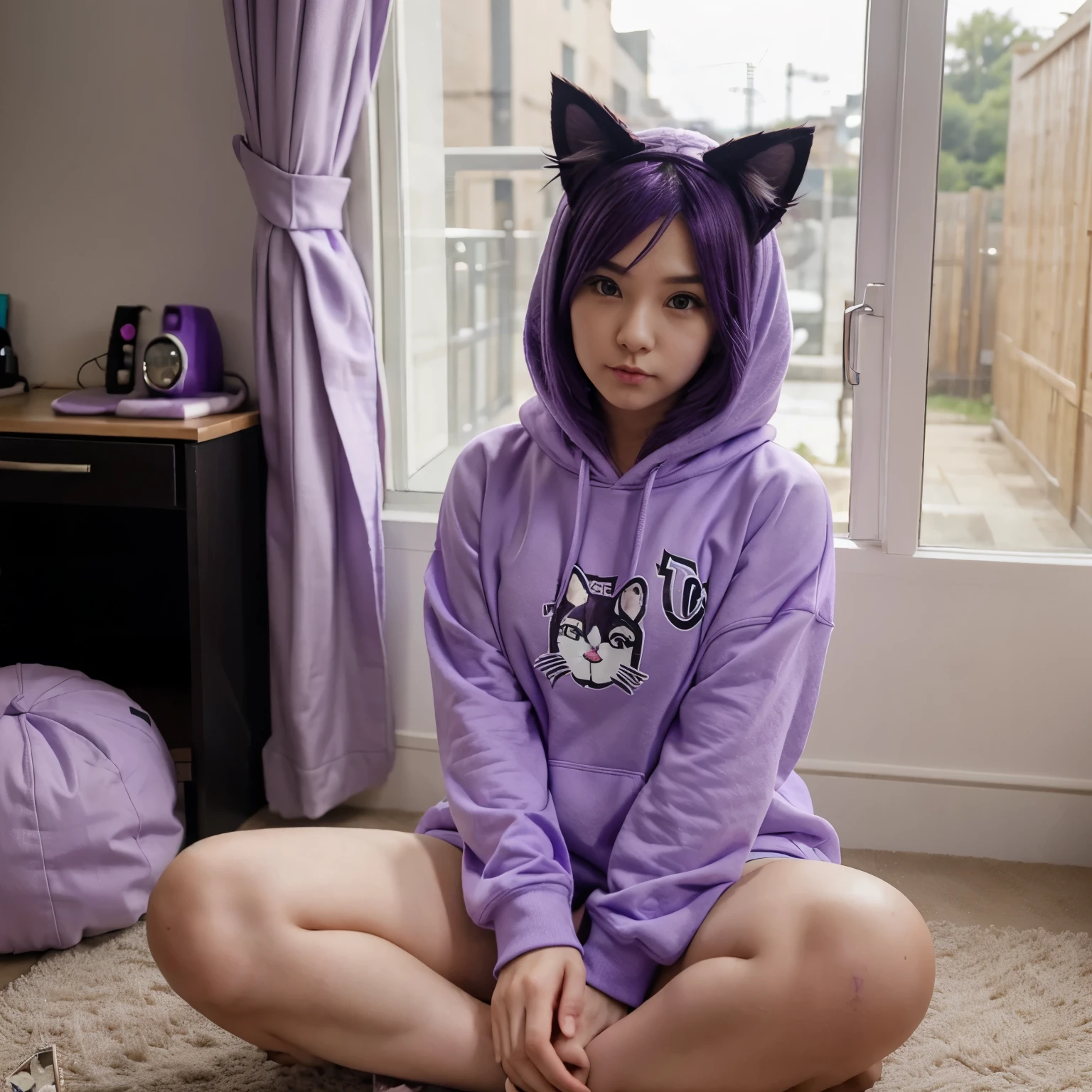 spirit blossom ahri, purple hair, spreading her legs, naked