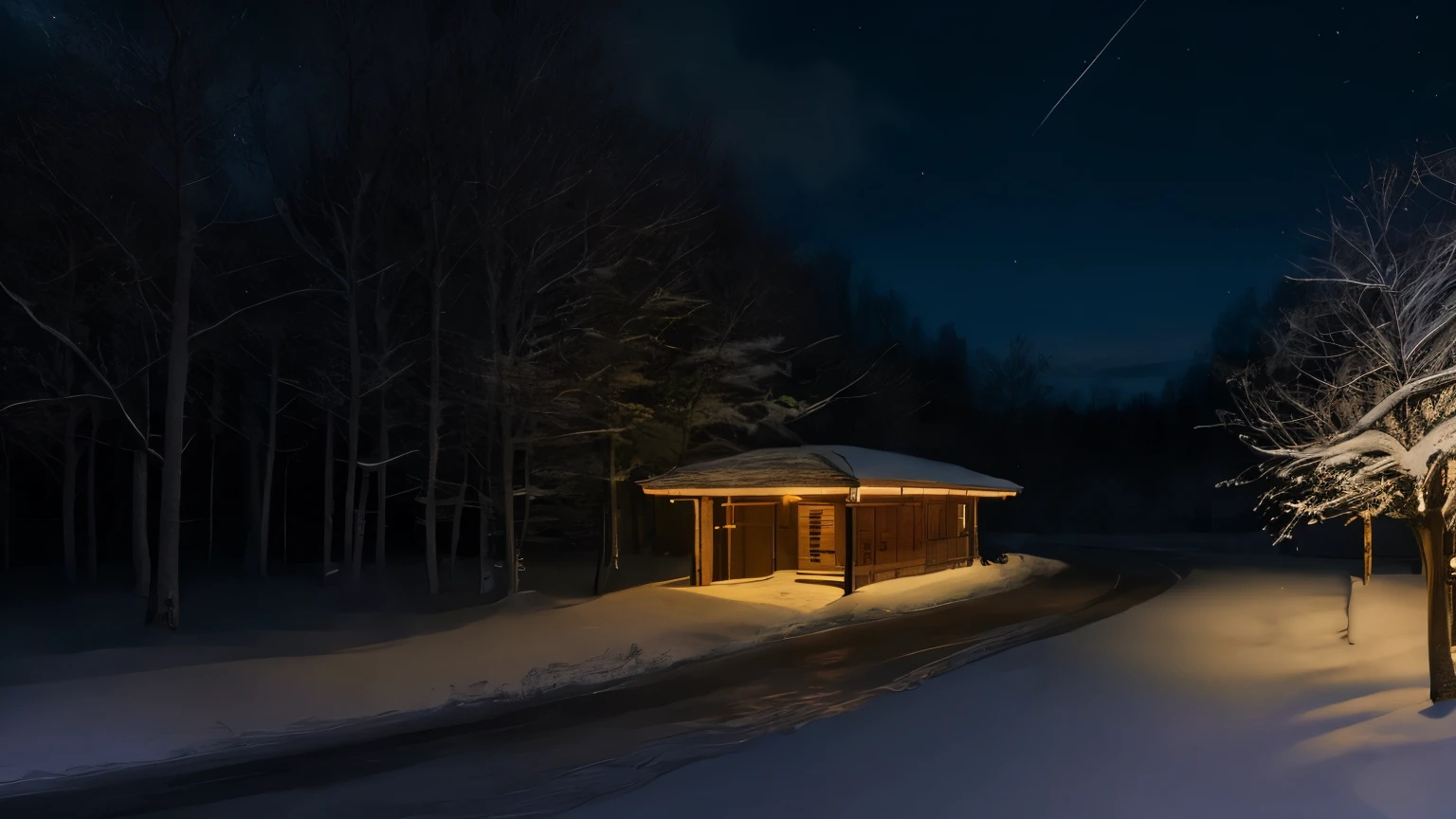 snow、
night、
Nobody is here