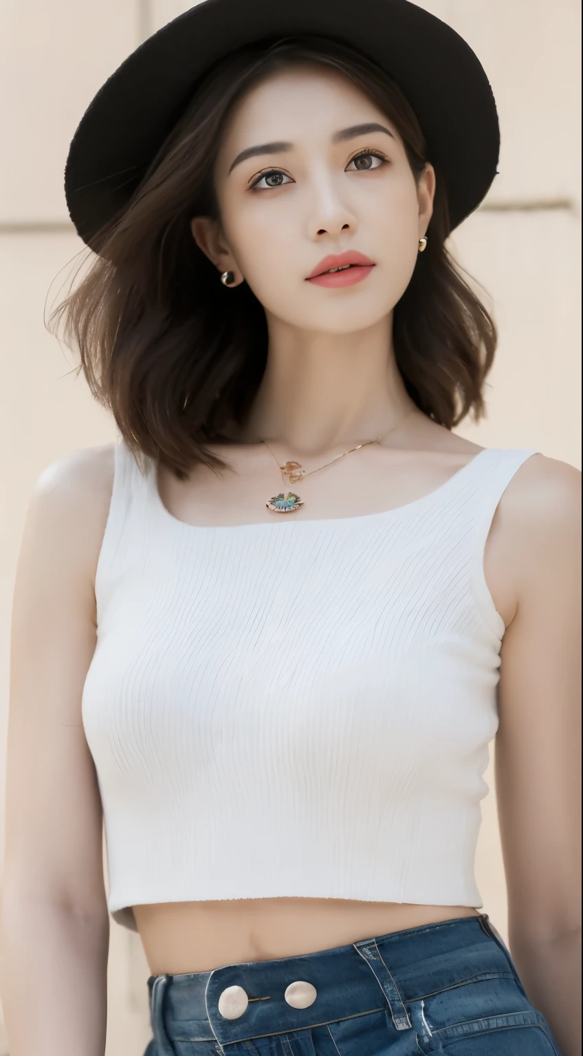 ((best quality, 8k, masterpiece: 1.4)), (flower hat: 1.3), focus: 1.2, perfect body beautiful: 1.5, buttocks: 1.2, (layered hairstyle: 1.2)), (dark street: 1.3), alone, Highly detailed facial and skin textures, whole body, exquisite eyes, double eyelids, skin whitening, long hair, (round face: 1.2), (Loose crop top, shorts: 1.6), high resolution, big breasts, Delicate and realistic breasts, beautiful , Real smooth and fair skin, Detailed and realistic hands, Detailed and realistic hands指, Perfect human body proportions, perfect female figure, Sexy, sexual expression, lure, tight clothes, transparent clothes, Very detailed, Surreal, soft light, delicate eyes, Detailed and realistic hair, slim abs, Detailed realistic arms, realistic human body posture, tight transparent bra, detailed realistic women body parts, young beautiful girl, Sexy girl, Detailed and realistic necklace, Detailed and realistic ears, earrings, Detailed and realistic textures，32 year old beauty