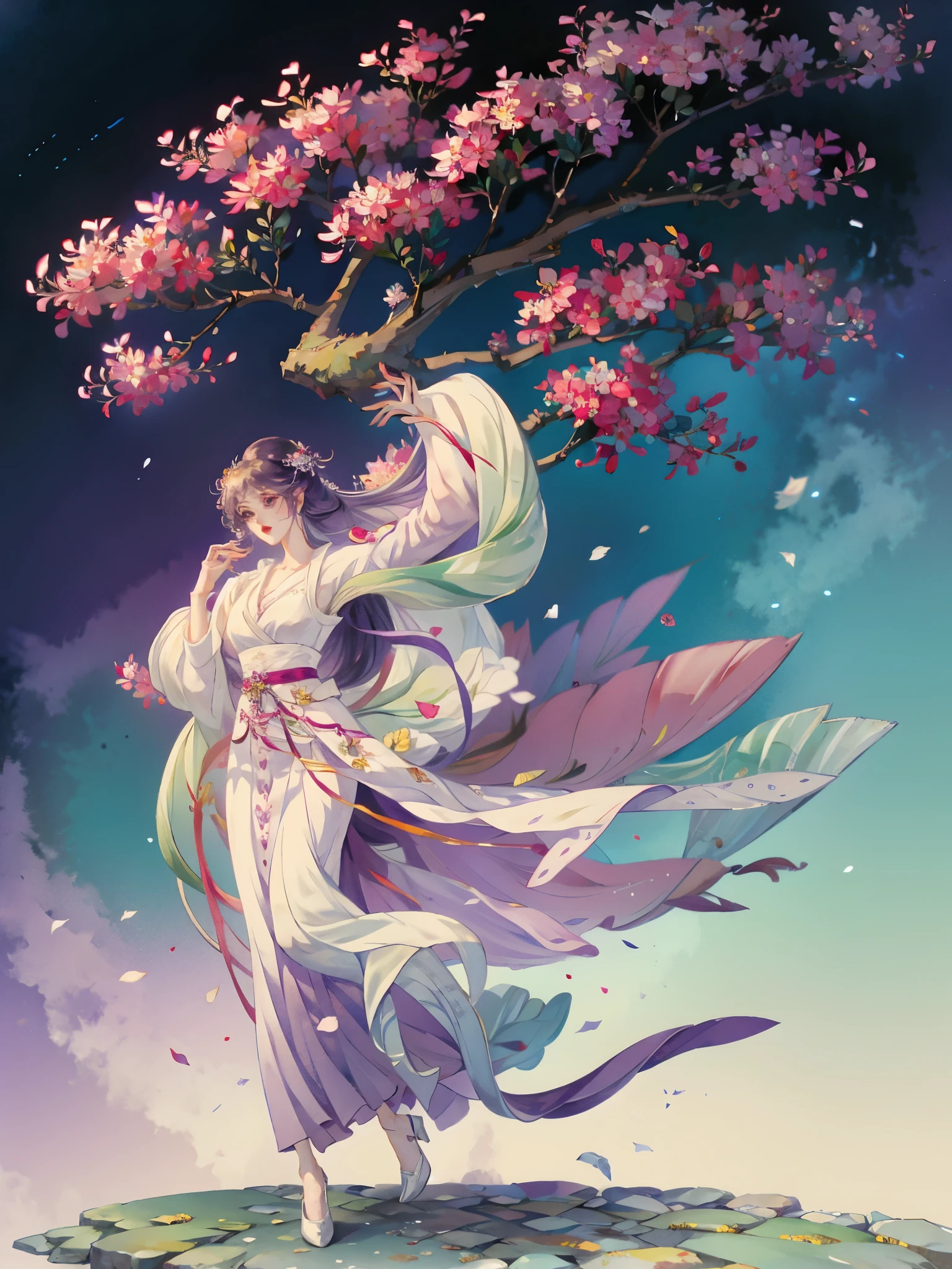 is dancing,1Anime girl wearing a purple skirt,lilacs, my dress up darling anime, Cute anime waifu wearing nice clothes, clear SleekDesign, !!full body portrait!!, Soft anime illustration, SleekDesign, Beautiful anime style, season!! : 🌸 ☀ 🍂 ❄, Beautiful anime character design, Wear your dreamy formal attire, Beautiful anime art style, dream style,full-body shot