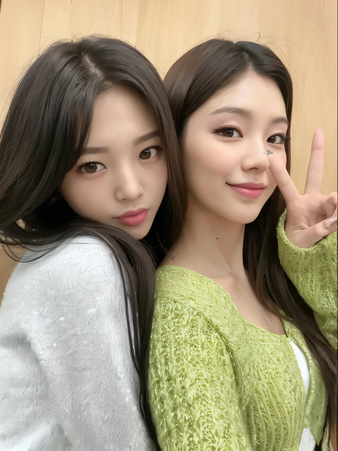 Two Asian women posing for a photo in front of a wooden wall., nixeu y sakimichan, con hiedra, ulzzang, dos veces, Naver Fanpop, jaeyeon nam, #jefe, # jefe, sakimichan, 🚿🗝📝, Jinyoung Shin, kim doyoung, tzuyu from dos veces, jennie rosa negro, Blackpink Rosé, Blackpink jennie, itzy yeji, itzy yuna