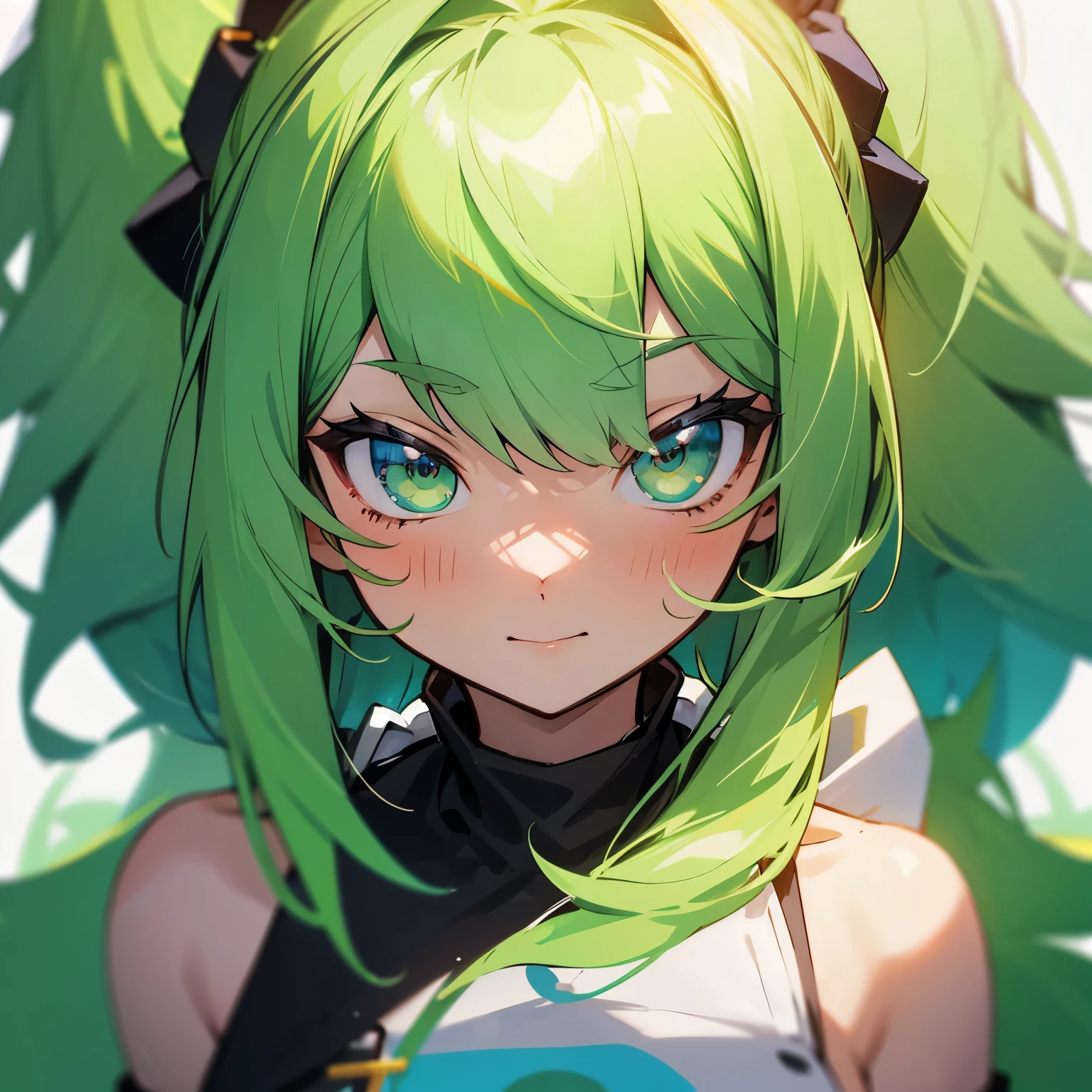 VTuber portrait cute green haired girl