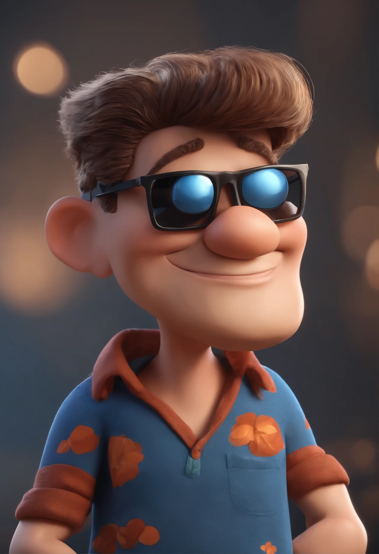 Cartoon character of a man with black glasses and a blue shirt, animation character, Caractere estilizado, animation style rendering, 3D estilizado, Arnold Maya render, 3 d render stylized, toon render keyshot, Personagem 3D, Personagem 3D, 3d rendering stylized, 3 d character render, personagem de desenho animado, Personagem de close up, Pose de personagem, (Estilo Pixar) (master part:1.2) (Bokeh) (best quality) (pele detalhada) (textura detalhada) (8k) (argila) (Cinematic lighting) (foco nítido