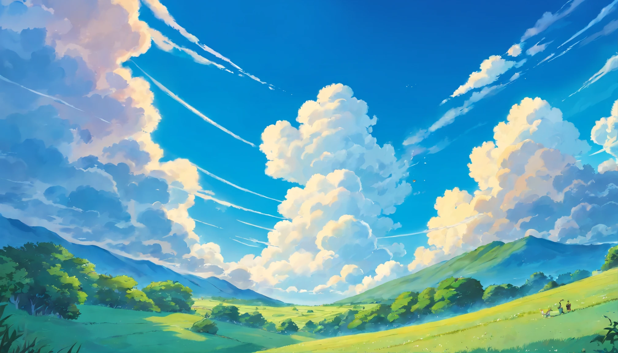 ((best quality)), ((masterpiece)), (detailed), cloudy sky, deep blue sky, anime sky, anime art