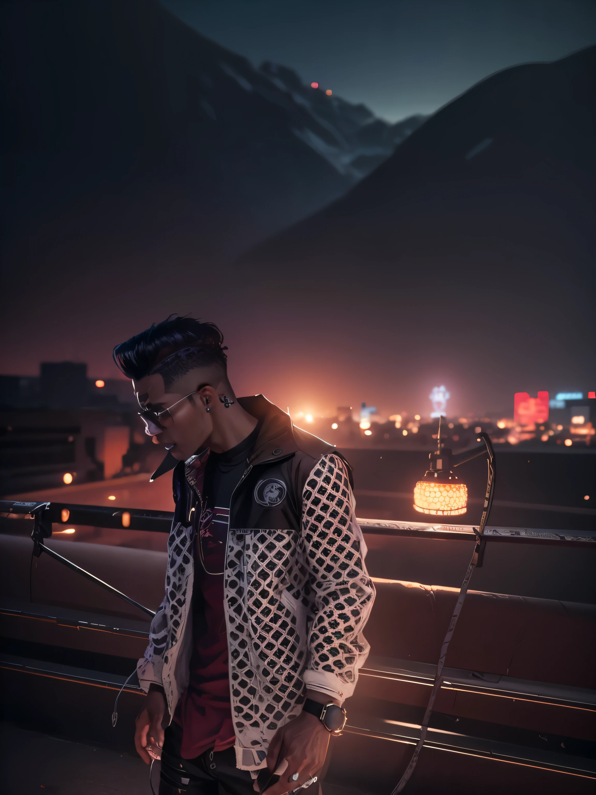 Change background cyberpunk handsome boy, realistic face, 8k, ultra realistic,