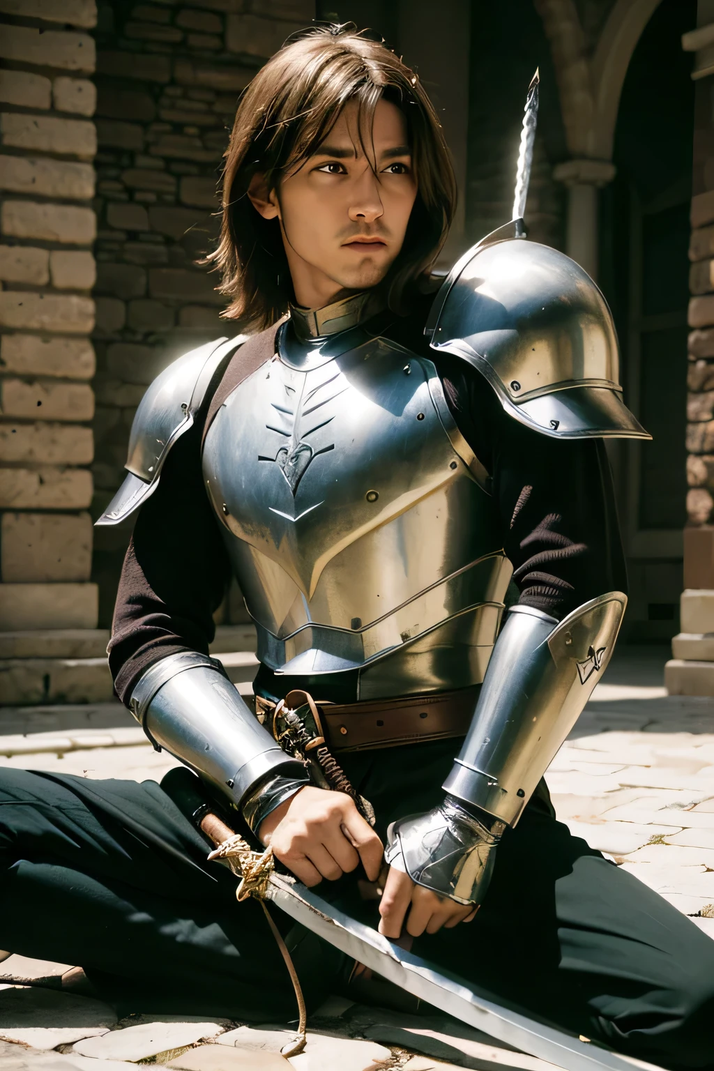 gaint, man, armor, sitting, sword, fighting,