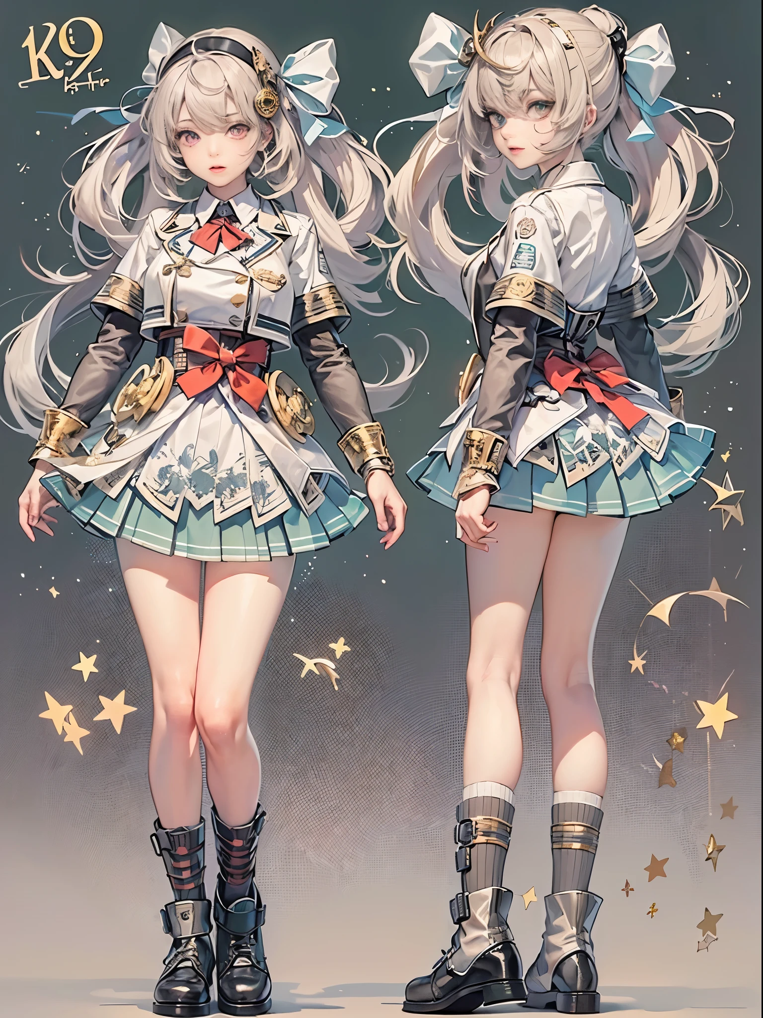 (full body:1.5),(1girl:1.3),(looking at viewer:1.4),(anatomy correct:1.3),(In the paradise of the day:1.3),(Wearing Karin Kanzuki suit JK uniform printed Ultra short pleated skirt and JK uniform leather shoes with bow decoration ,and Very thick Printed Pantyhose :1.35), (Light particle effect:1.3),(In pink | amarelo | blue colors| green color |red colors | white colors| black in color| purpleish color| greys| Beige| Flesh color 1.4),(Glowing eyes:1.3),(Large amplitude action: 1.3),(Accurate and perfect face:1.4),(Clothing Gloss:1.25),(Skin reflection:1.25),hyper HD, Ray traching, reflective light,structurally correct, Award-Awarded, high detal, lightand shade contrast, Face lighting,cinmatic lighting, tmasterpiece, super detailing, high high quality, high detal, best qualityer, 16k,high contrast,