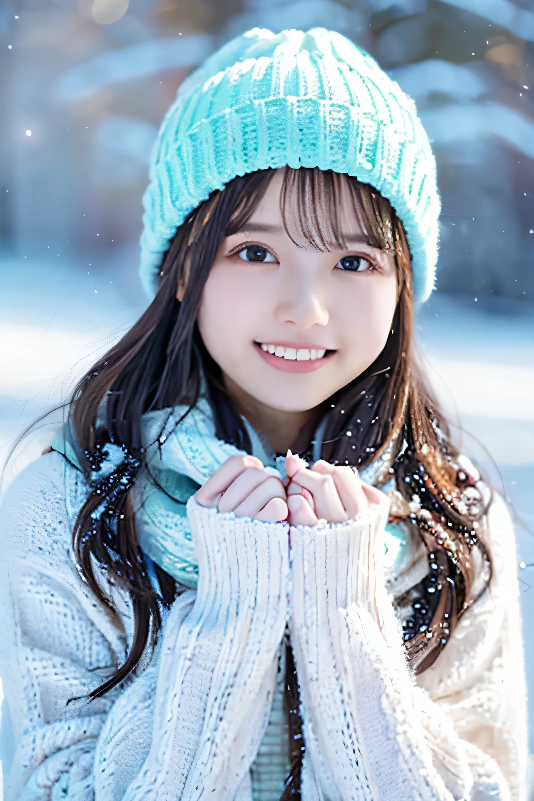 (highest quality,4K,8K,High resolution,table top:1.2),Super detailed,(realistic,photorealistic,photo-realistic:1.37),japanese animation,soft colors,Fantastic lighting,girl with an innocent look,snow scene,delicate snowflake,detailed winter clothes,My cheeks turned red from the cold,fun snowball fight,cold breath in the air,A sparkling winter wonderland,sunlight passing through the clouds,peaceful and calm atmosphere,Clear blue sky,delicate snow sparkle,Gentle snow is falling in the background,lively and expressive eyes,Snowflakes falling on eyelashes and hair,blush rosy cheeks,happy laughter,quiet footprints in the snow,cold and refreshing air,Warm winter scarf and mint green beanie hat,An endless snow field,Delicate and graceful movements,innocence and purity,childlike wonder and joy,winter magic in the air,Lively animated scenes,Soft and comfortable clothing texture,smile and happy face,dream-like fantastic landscape.