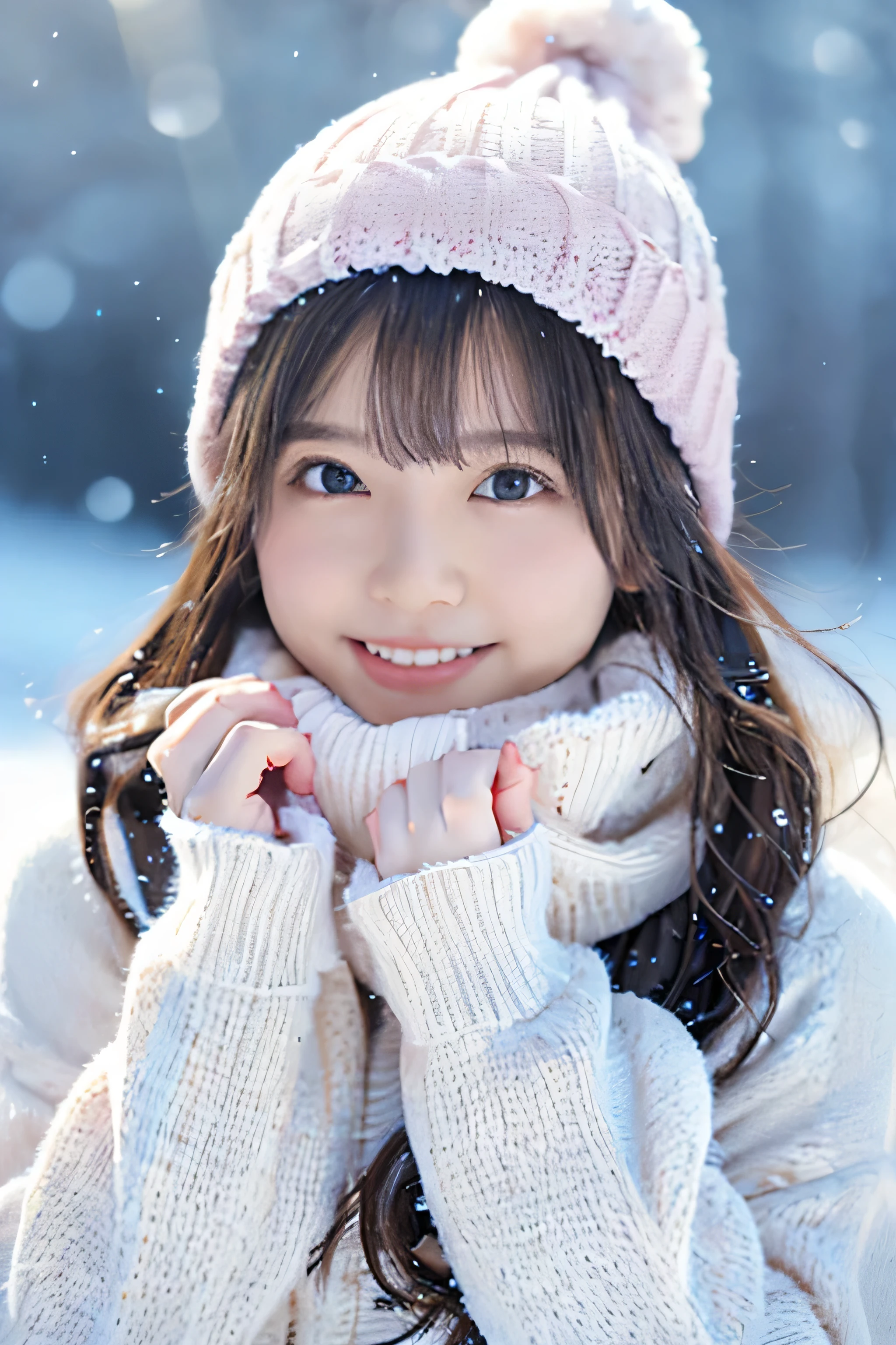 (highest quality,4K,8K,High resolution,table top:1.2),Super detailed,(realistic,photorealistic,photo-realistic:1.37),japanese animation,soft colors,Fantastic lighting,girl with an innocent look,snow scene,delicate snowflake,detailed winter clothes,My cheeks turned red from the cold,fun snowball fight,cold breath in the air,A sparkling winter wonderland,sunlight passing through the clouds,peaceful and calm atmosphere,Clear blue sky,delicate snow sparkle,Gentle snow is falling in the background,lively and expressive eyes,Snowflakes falling on eyelashes and hair,blush rosy cheeks,happy laughter,quiet footprints in the snow,cold and refreshing air,warm winter pink scarf and beanie hat,An endless snow field,Delicate and graceful movements,innocence and purity,childlike wonder and joy,winter magic in the air,Lively animated scenes,Soft and comfortable clothing texture,smile and happy face,dream-like fantastic landscape.