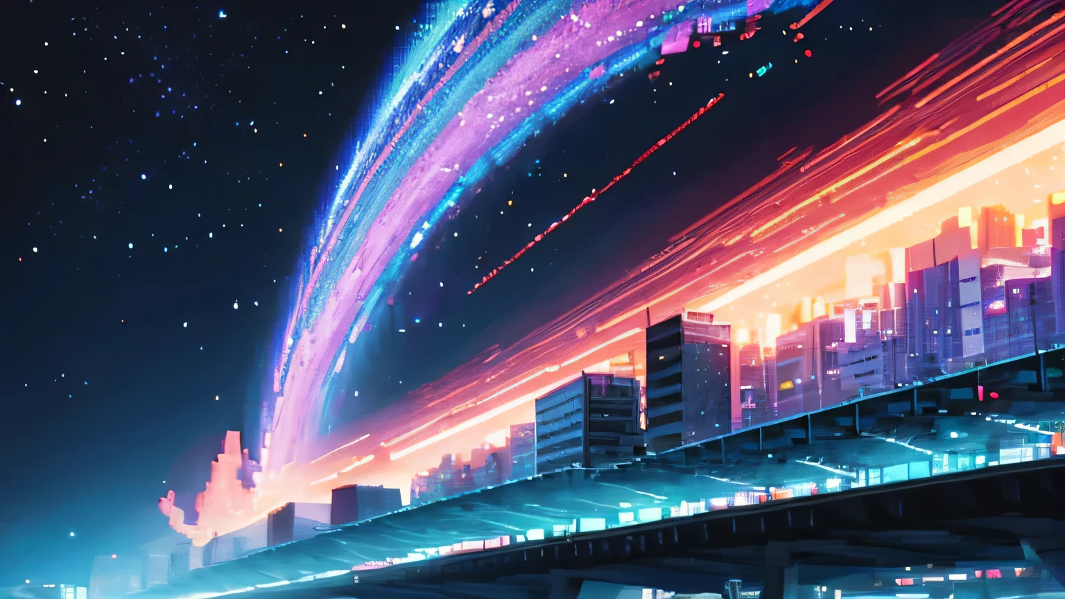 a beautiful starry sky in pixel art