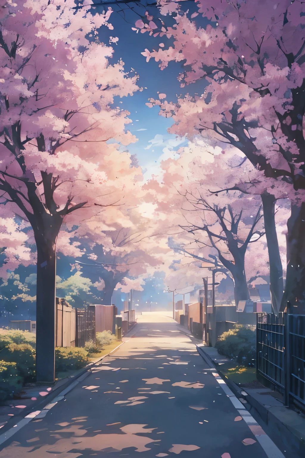There is a photo of a street with trees and gates, beautiful anime scene, beautiful anime scenery, anime background art, Beautiful peace scenes in anime, anime background, anime art wallpaper 4k, anime art wallpaper 4k, anime art wallpaper 8k, Ross Tran. scenic background, anime wallpaper 4k, anime wallpaper 4k, Anime scenery wallpapers, 4k anime wallpaper