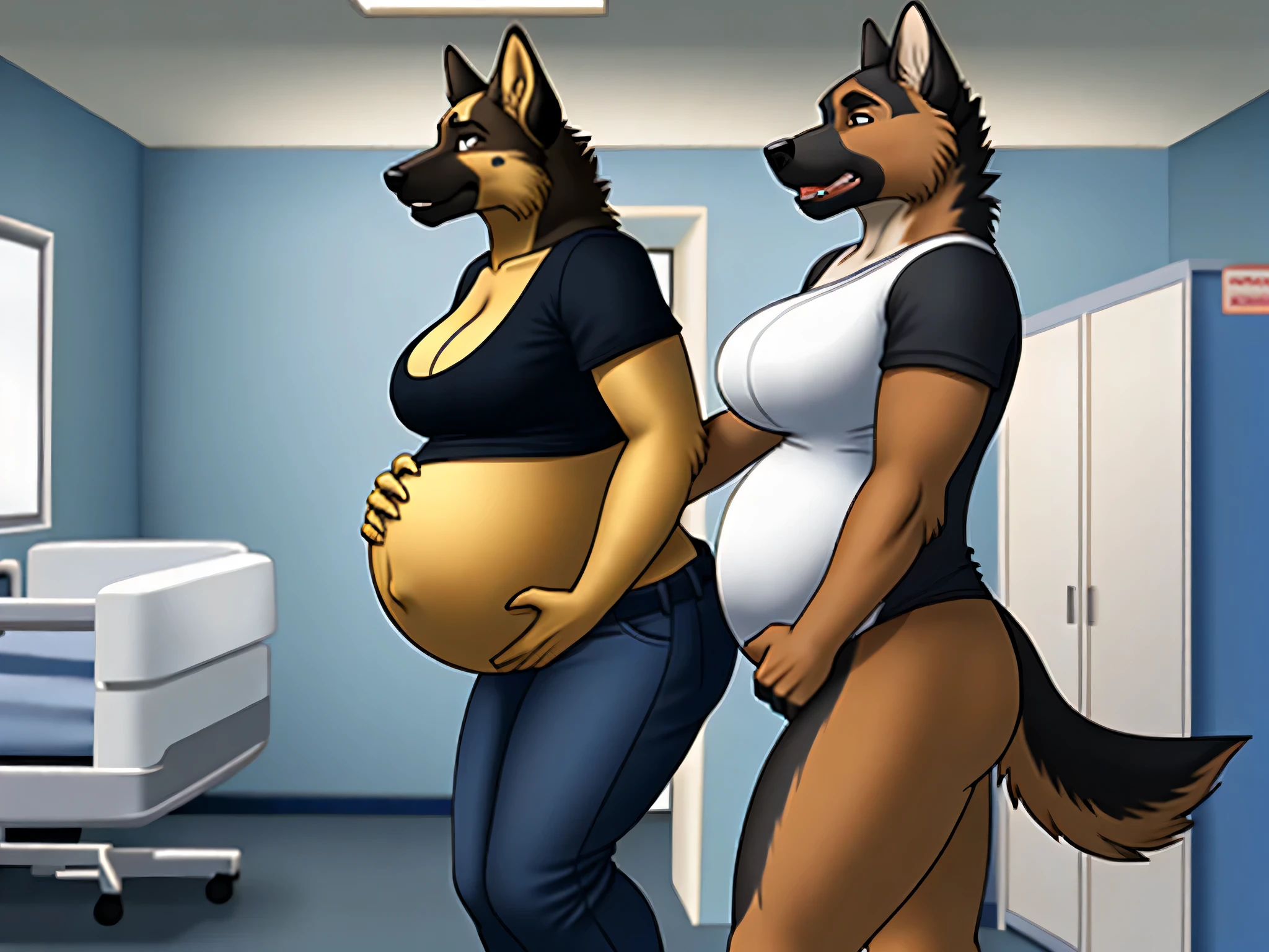 german shepherd,pregnant,Hospital,Delivery coming soon,Miss,Sexy,Contractions,pain,Hold your belly