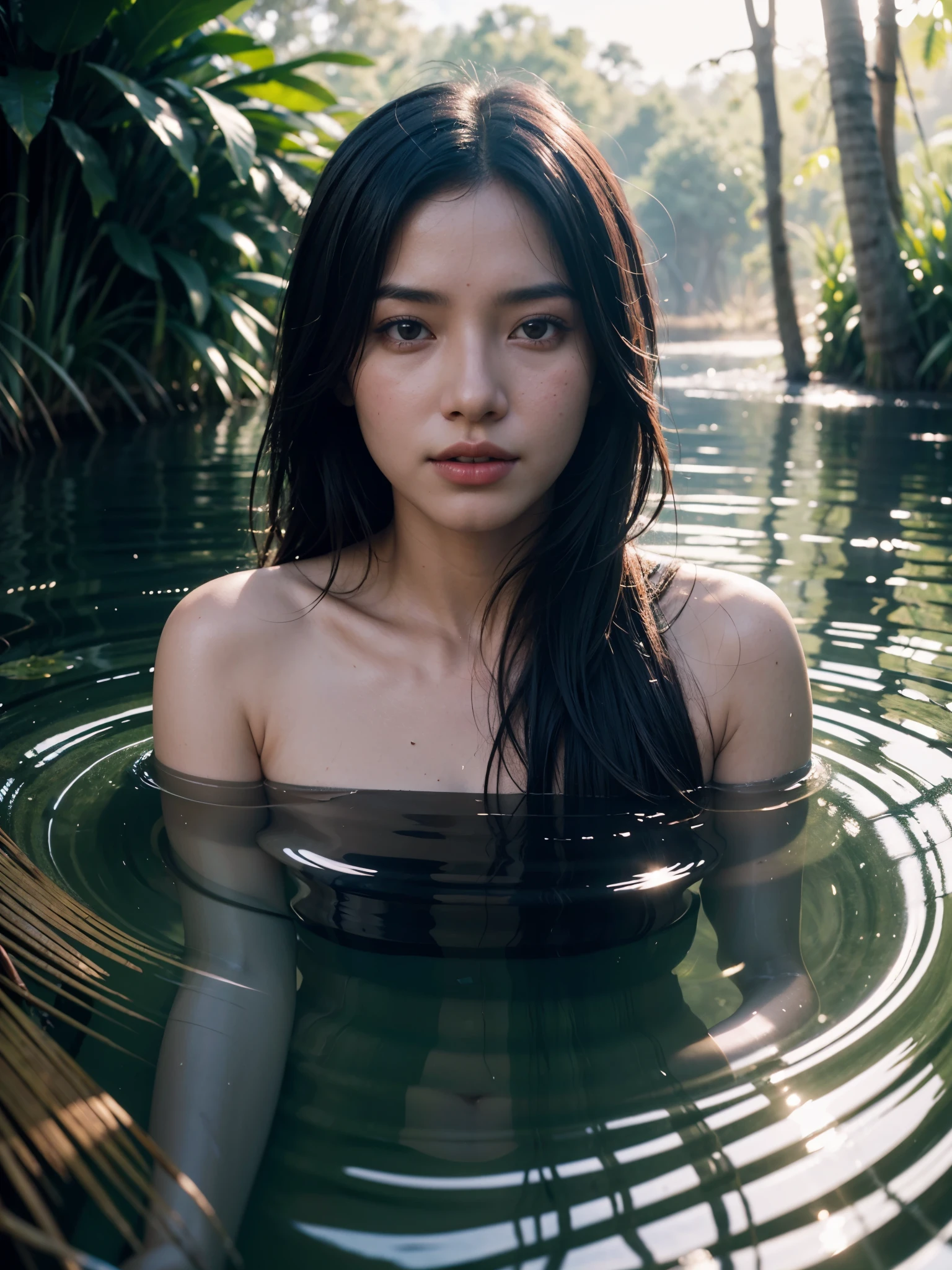 (1 Vietnamese girl), 26 years old, , standing nakedbath in the water of a luxury spa in Vietnam, Full nudity,8K photo. nsfw:1.2