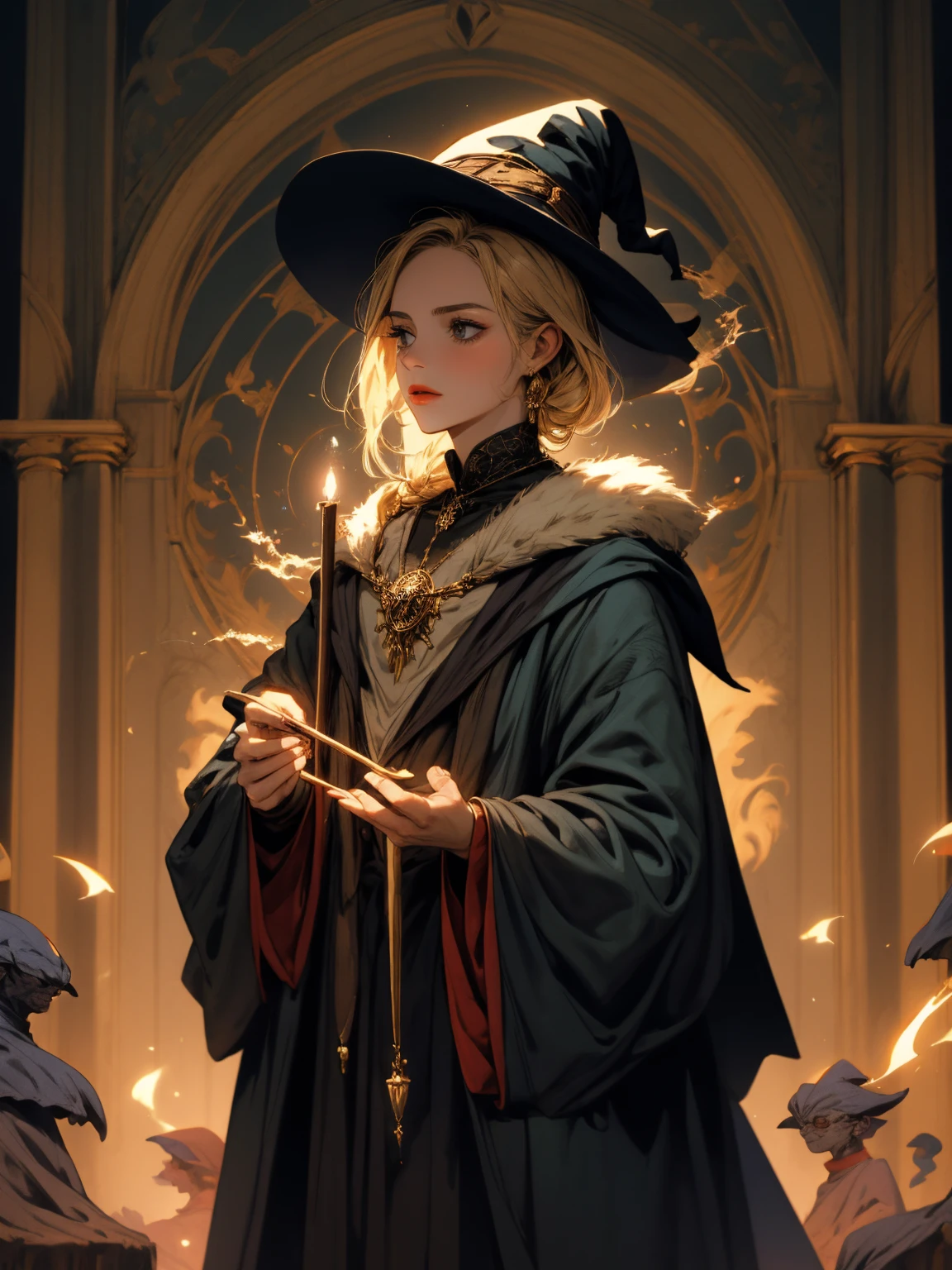 masterpiece, 1 woman, witch, fantasy, magic, casting spells
