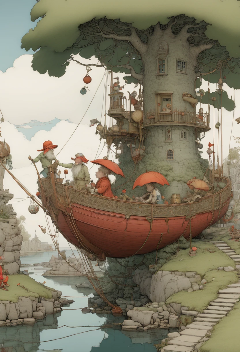 inspired by W. Heath Robinson, best quality, masterpiece, Ultra high detail, 8k