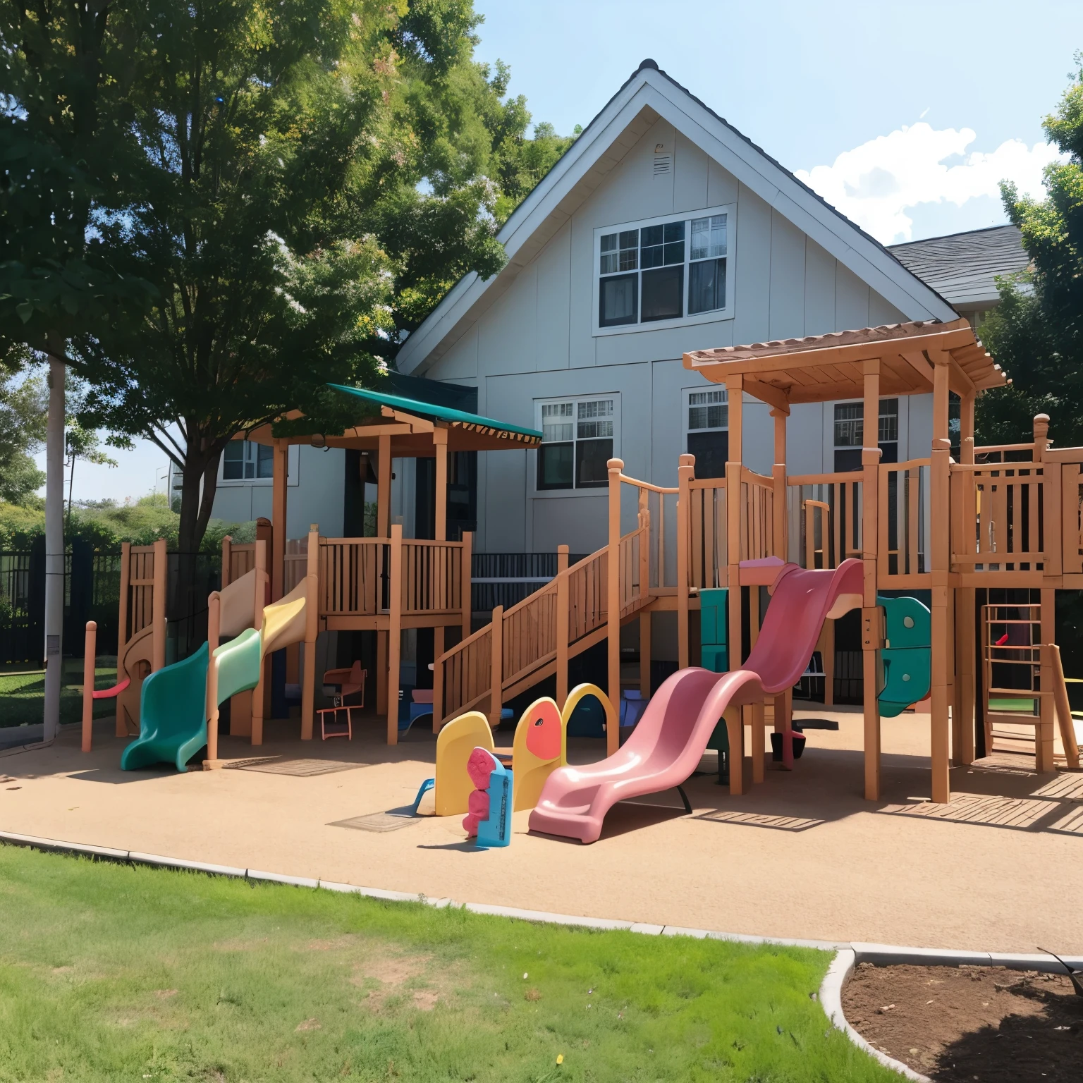 A nursing home with a children&#39;s playground