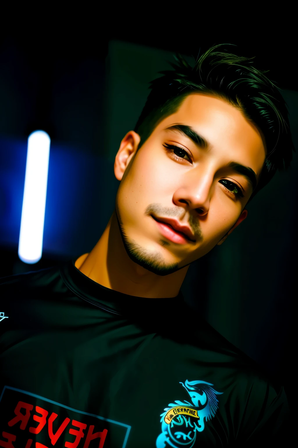 Change background cyberpunk handsome boy realistic face ultra 8k