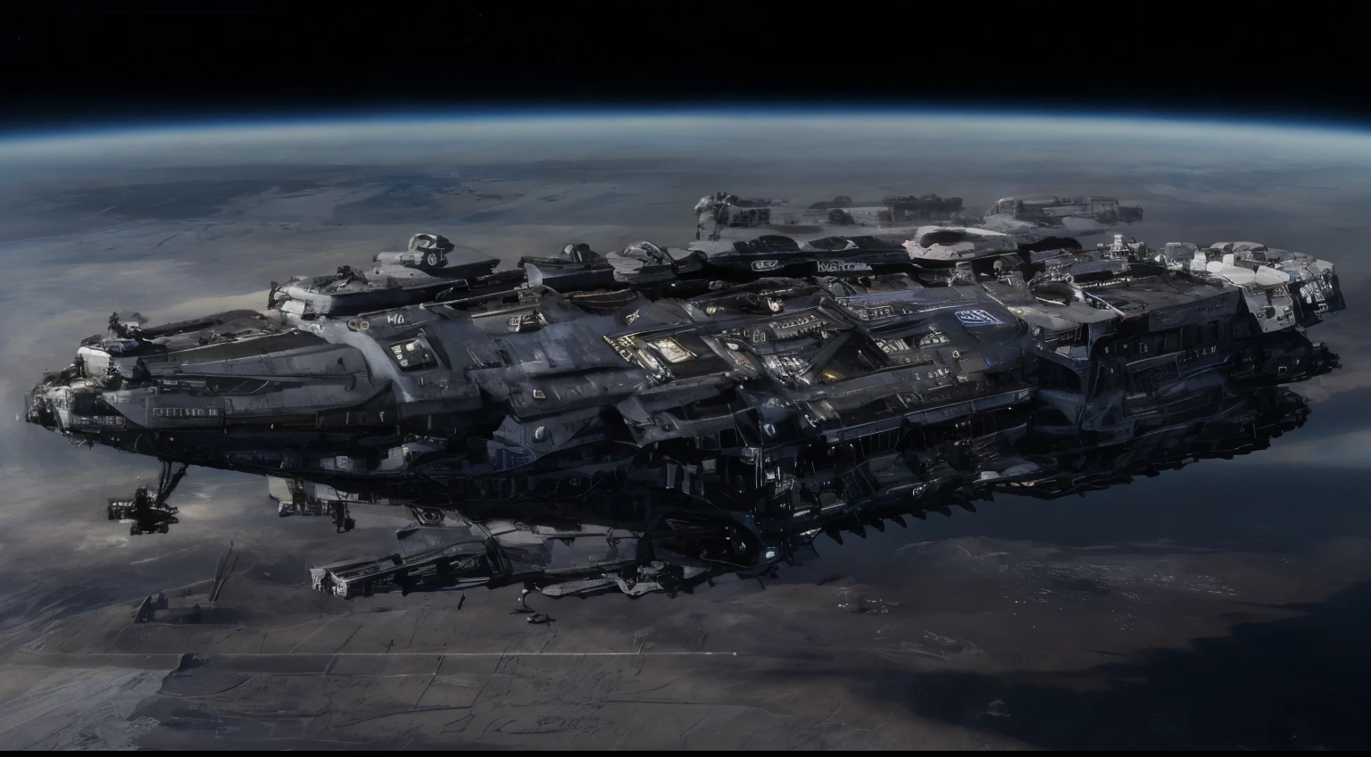 A captivating depiction of a space station floating in the vastness of space, (Stunning spatial backdrop), (Detailed spacecraft design), (lifelike rendering), (Impressive scale and proportions), (futuristic architecture), (Attention to scientific accuracy), (intricate mechanical details), (Immersive lighting effects), (A sense of awe-inspiring vastness), Trending on ArtStation, (Trending on CGSociety), (Showcasing the wonders of space exploration), (Evokes a sense of technological progress), (Highly detailed space environment), (Impressive attention to texture and materials), (Depiction of astronauts and extraterrestrials), (Convey tranquility and awe), (Capturing the beauty and mystery of the universe), (Skillful depiction of depth and perspective),vortex,Hou-t'u-feng,The wreckage of a huge spaceship