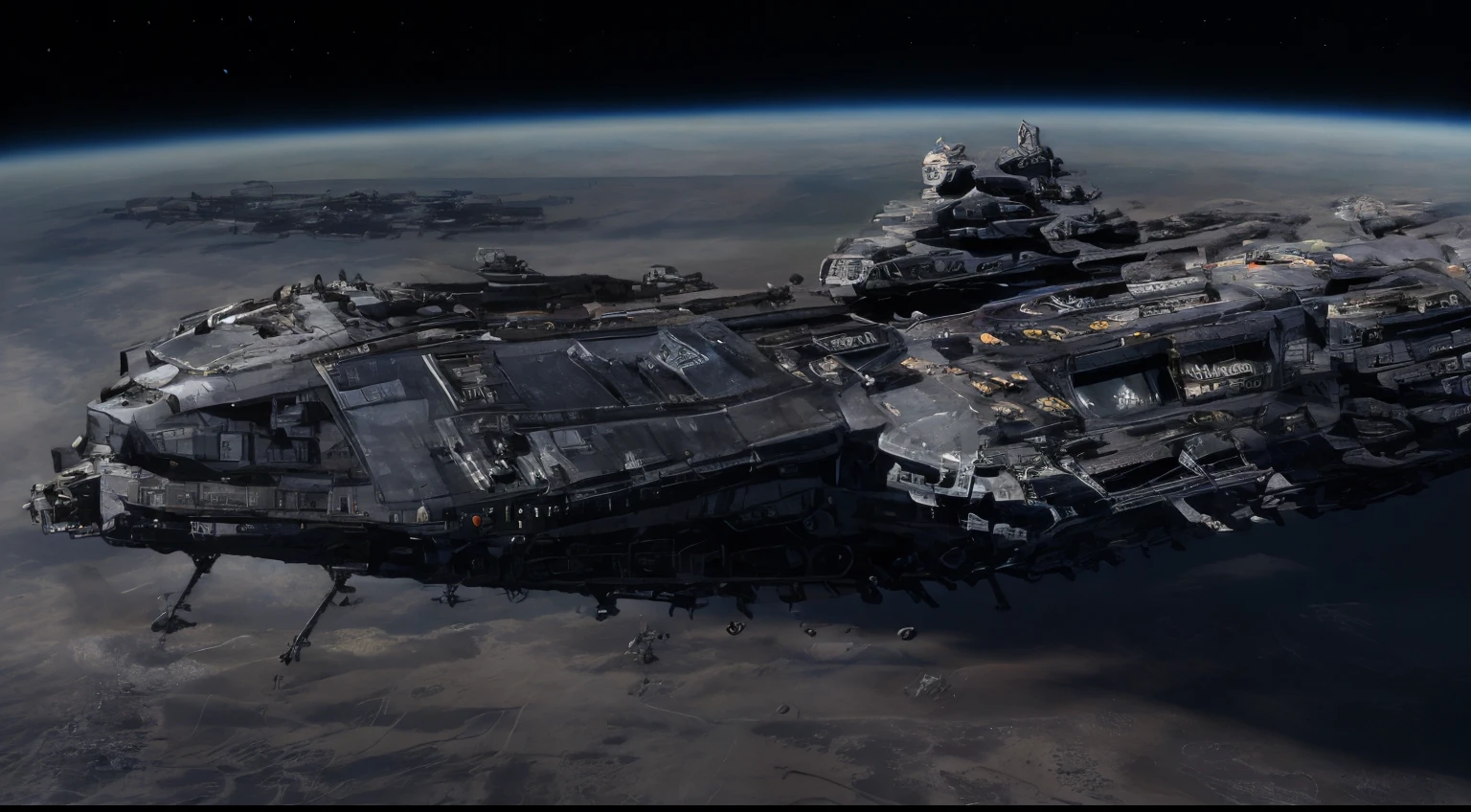 A captivating depiction of a space station floating in the vastness of space, (Stunning spatial backdrop), (Detailed spacecraft design), (lifelike rendering), (Impressive scale and proportions), (futuristic architecture), (Attention to scientific accuracy), (intricate mechanical details), (Immersive lighting effects), (A sense of awe-inspiring vastness), Trending on ArtStation, (Trending on CGSociety), (Showcasing the wonders of space exploration), (Evokes a sense of technological progress), (Highly detailed space environment), (Impressive attention to texture and materials), (Depiction of astronauts and extraterrestrials), (Convey tranquility and awe), (Capturing the beauty and mystery of the universe), (Skillful depiction of depth and perspective),vortex,Hou-t'u-feng,The wreckage of a huge spaceship
