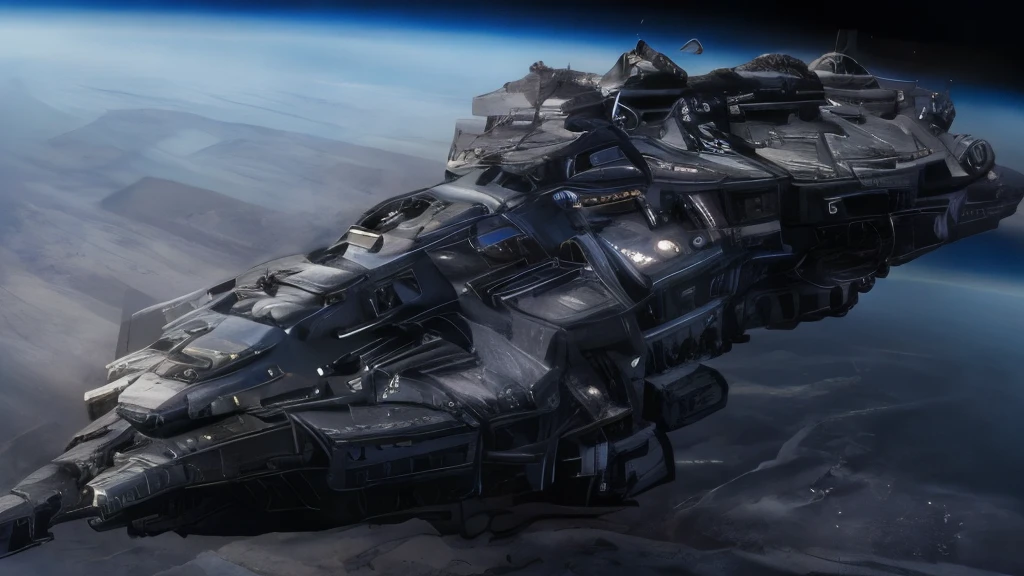 A huge detailed spaceship in space