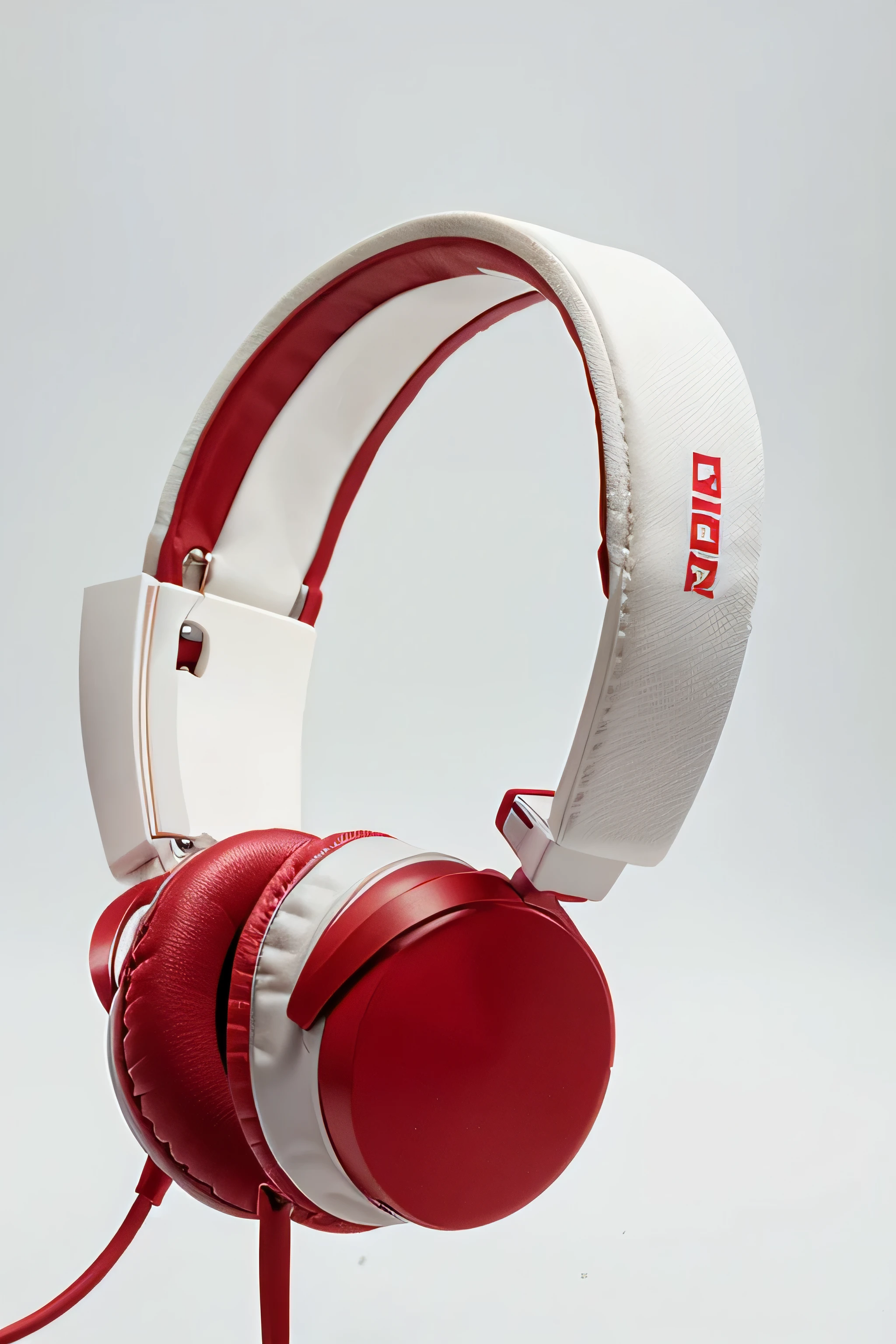 red headphones, white background, no humans, no animated characters