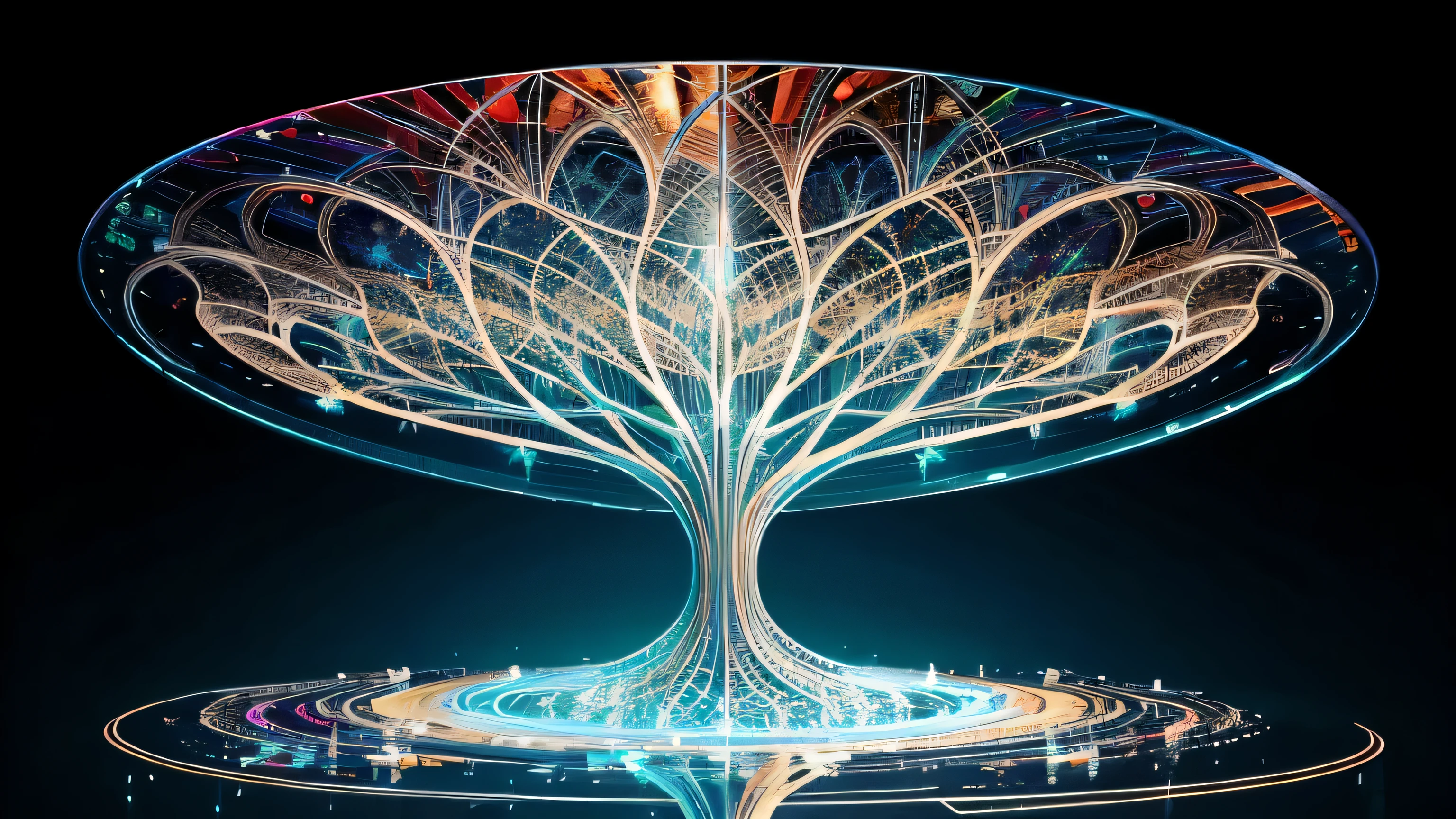 Beautiful symmetrical full body photo painted in oil with thick brushstrokes and wet paint, Fibonacci, golden ratio, futuristic, melted wax, the matrix, visible brushstrokes, digital age, surrounded by crystal spheres, 3D tessellation wireframe, neural graphic, neurons, tree of life, color, love, passion, oil on canvas, thick brushstrokes, insanely detailed, 8k uhd, masterpiece, artstation, surreal
