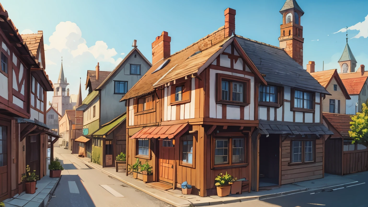 Fantasy City, Poor, beggar, Medieval City, Wooden houses