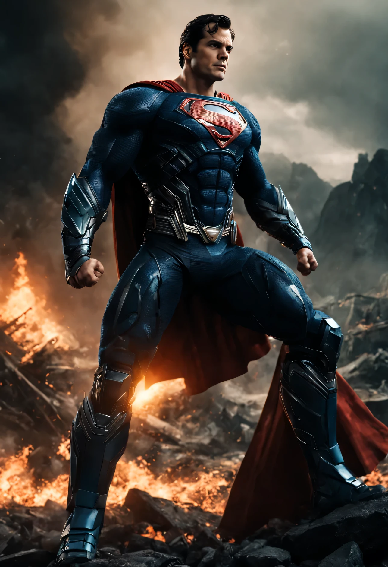 a close up of a superman posing in front of a fire, transformers cinematic universe, wojtek fus, hq 4k wallpaper, transformers : the last knight, in the movie transformers, thertrevkaiser, Henry Cavill as superman, artstation masterpiece, super robot, superman fused with optimus prime, japanese dc live-action movie, hd wallpaper, inspired by Zack Snyder, Henry Cavil so handsome, superman wallpapers hd superman wallpapers hd wallpapers hd wallpapers, superman emerging from the sun, fractal thunder dan mumford, experimental supersoldier, superman pose, glowing in power, dc comics art style, superman, dan mumford. octane render, ultra instinct, super hero art, inspired by Rob Liefeld, super power, dan mumford. 8 k octane render, epic comic book style