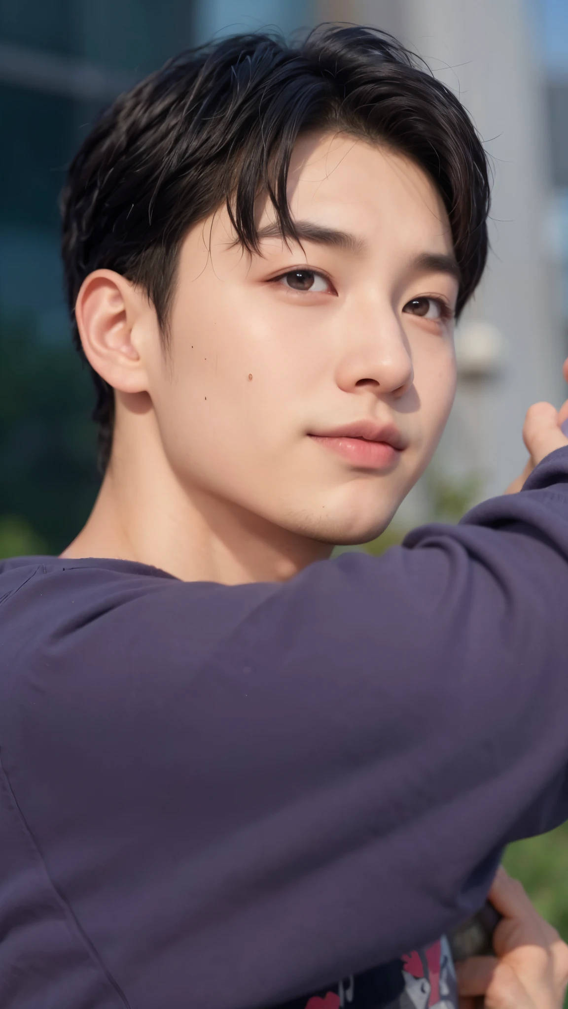 arafed asian man holding a baseball bat in front of a building, Jungkook, Jinyoung Shin, hyung tae, Kim Doyoung, profile picture with headshot, adorable and pale korean face, cai xukun, sorriso manhoso encantador, taejune kim, Wonbin Lee, Shin Jeongho, Hong junho hyung, Yanjun Chengt, young pale angel, hyung tae kim