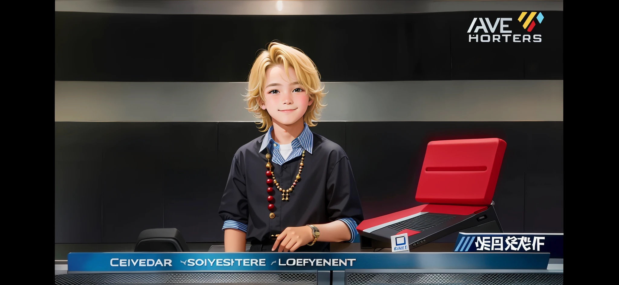 Boy, look at the camera, souriant, 8-year-old boy, boy with blond hair 