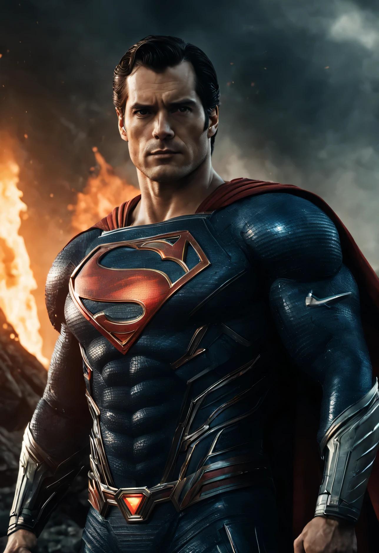 a close up of a superman posing in front of a fire, transformers cinematic universe, wojtek fus, hq 4k wallpaper, transformers : the last knight, in the movie transformers, thertrevkaiser, Henry Cavill as superman, artstation masterpiece, super robot, superman fused with optimus prime, japanese dc live-action movie, hd wallpaper, inspired by Zack Snyder, Henry Cavil so handsome, superman wallpapers hd superman wallpapers hd wallpapers hd wallpapers, superman emerging from the sun, fractal thunder dan mumford, experimental supersoldier, superman pose, glowing in power, dc comics art style, superman, dan mumford. octane render, ultra instinct, super hero art, inspired by Rob Liefeld, super power, dan mumford. 8 k octane render, epic comic book style