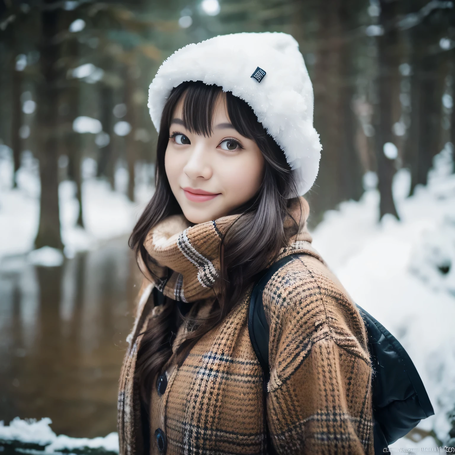  (main part:1.5, Best quality:1.2) 20 year old girl, asian girl, attractive girl in a winter forest wearing a cozy hat., (tits:1:1), (wide hips:1:1), nipples sticking out from under top, Snow is falling, long legs, Nice woman, beautiful filipino woman, Black hair, Wavy hair, style of Yulia Razumova, gorgeous woman, in style of kyrill kotashev, Anna Nikonova, aka Newmilky, cutie, Stunning woman, attractive girl, Gorgeous lady, gorgeous young model, beautiful woman,
