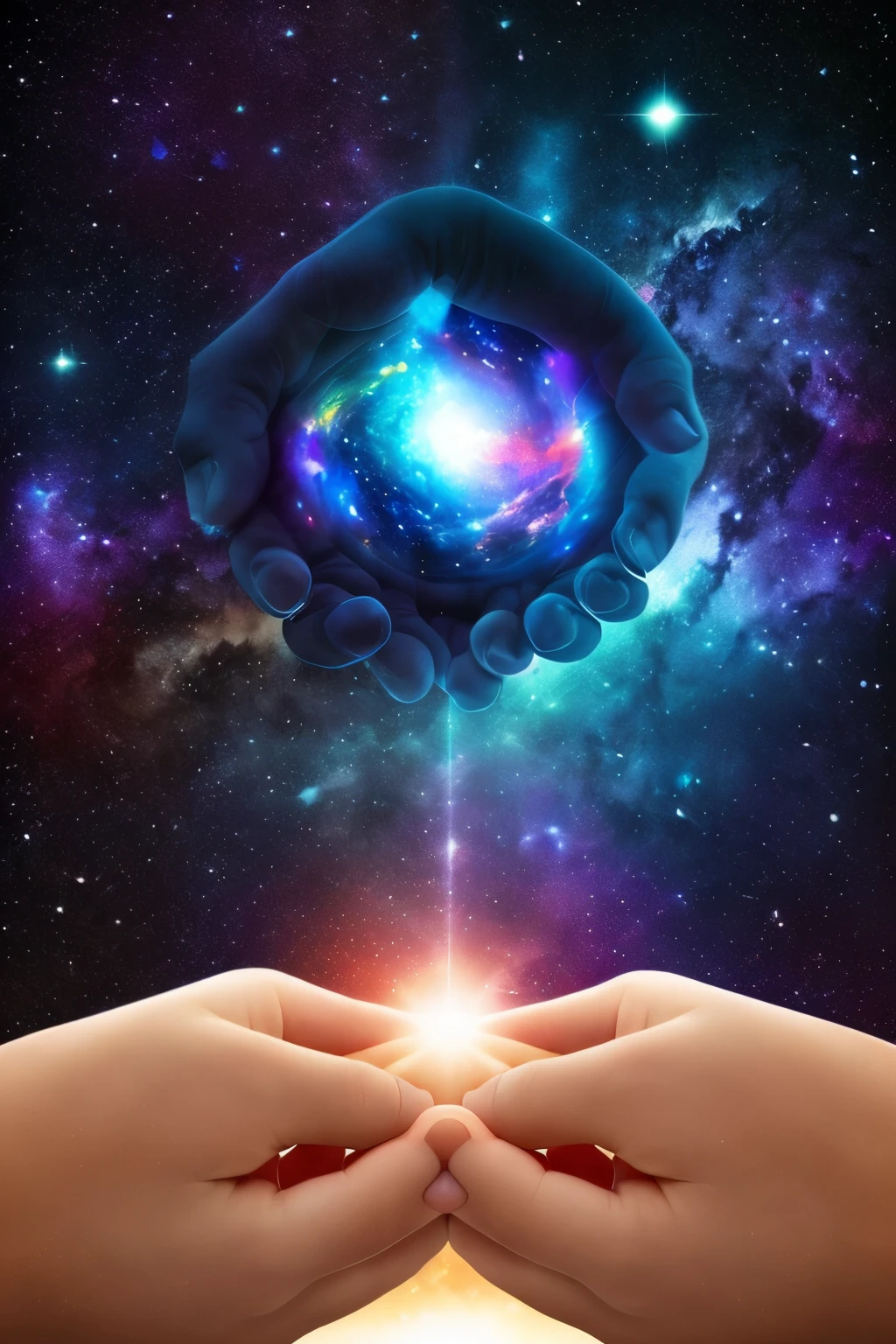 Hands Holding the Universe: The Power to Create Your Reality."