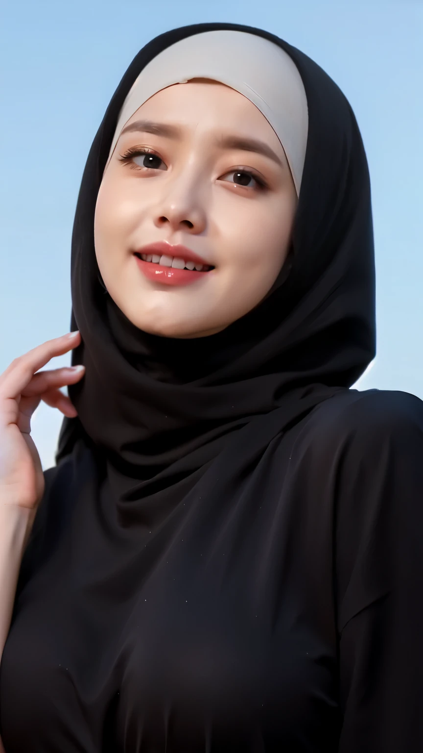 ((Best quality, 8k, Masterpiece :1.37)), (wear hijab girls), girls wear hijab, (girls wearing hijab moslem), beautiful face, face bukkake, 18 years old girls, hair black, ultra detailed face, ultra detailed body, slim body, lips smile, Beautiful detailed eyes, eyes korean, detailed nose, Natural Lip, ((Lips Smile)), face smile, Wear hijab moslem, fancy jubba thobbe, (photo full body), lview of the blue sky, Slim Body, body erotic, (undressing nude), realistic face, backround people hijab 